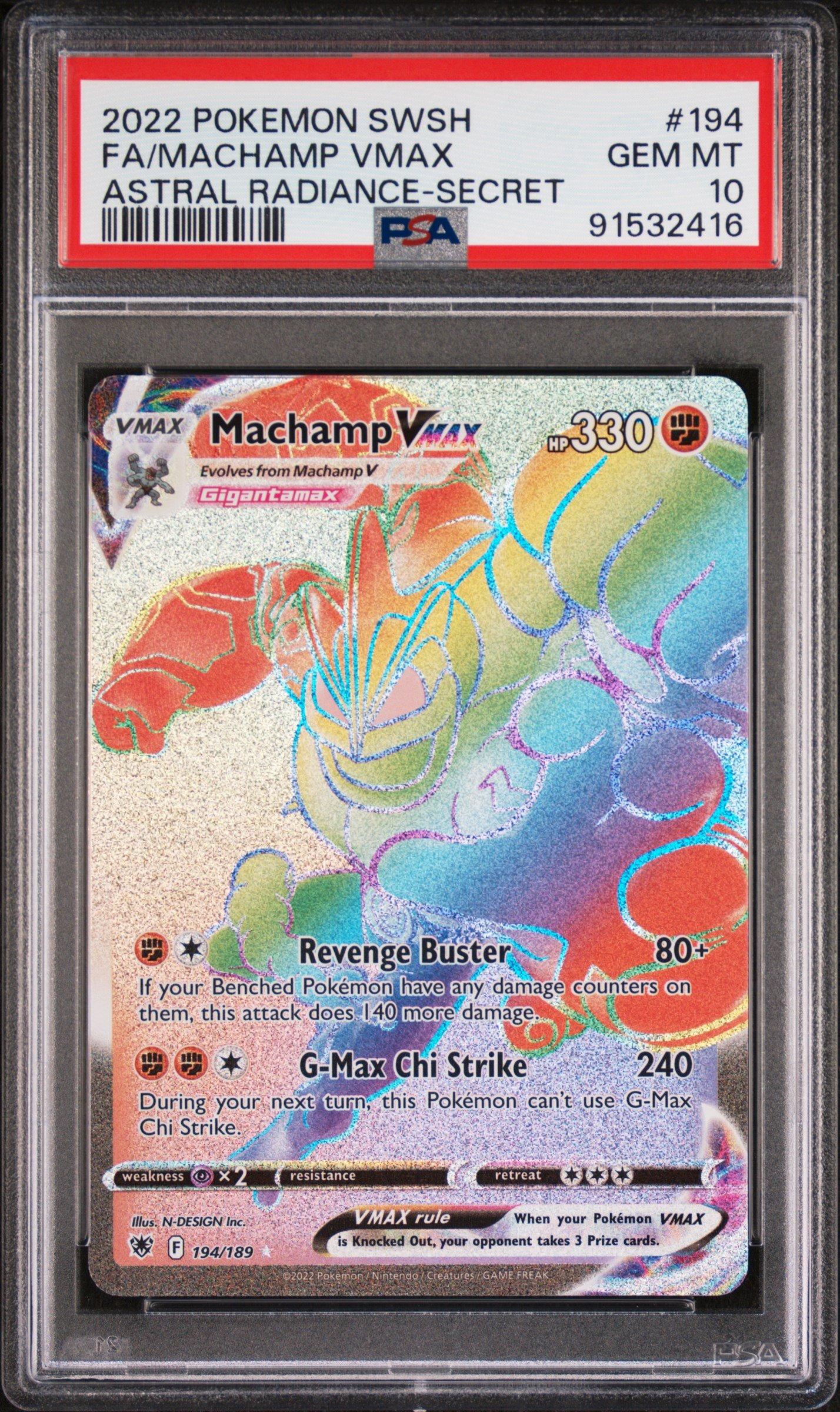2022 Pokemon Sword & Shield Astral Radiance 194 Full Art/machamp Vmax Secret PSA 10