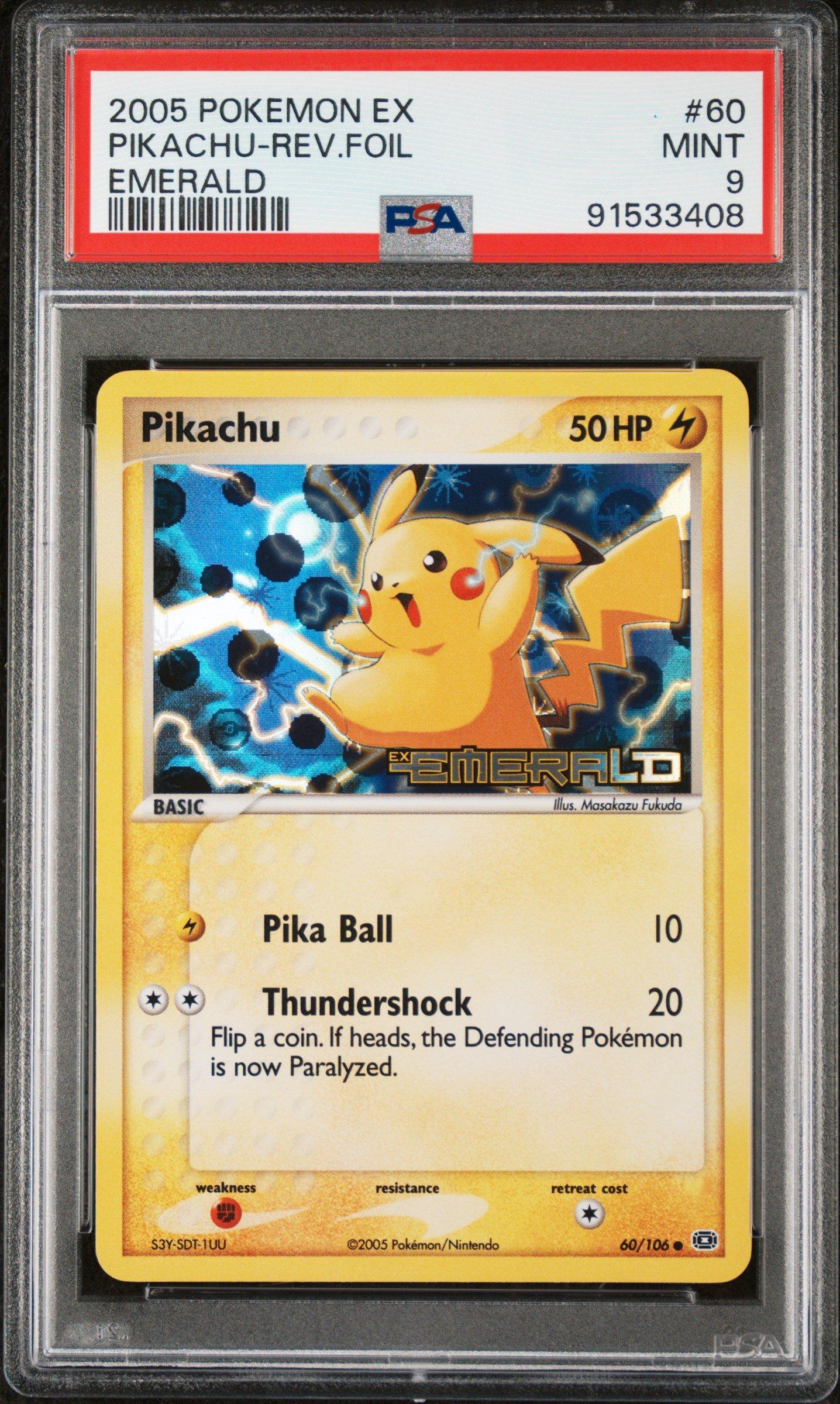 2005 Pokemon Ex Emerald 60 Pikachu-reverse Foil PSA 9