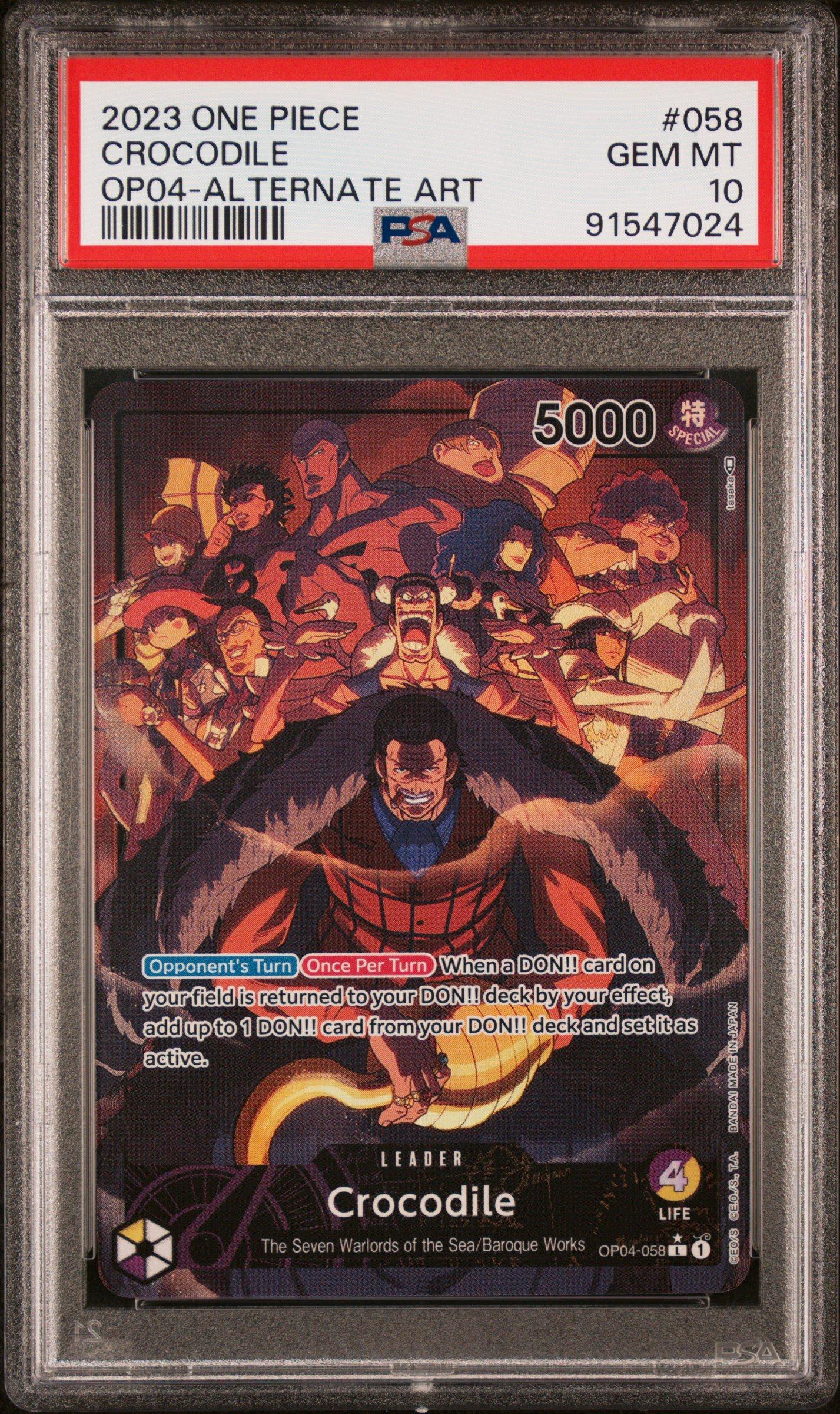 2023 One Piece Op04-kingdoms Of Intrigue 058 Crocodile Alternate Art PSA 10