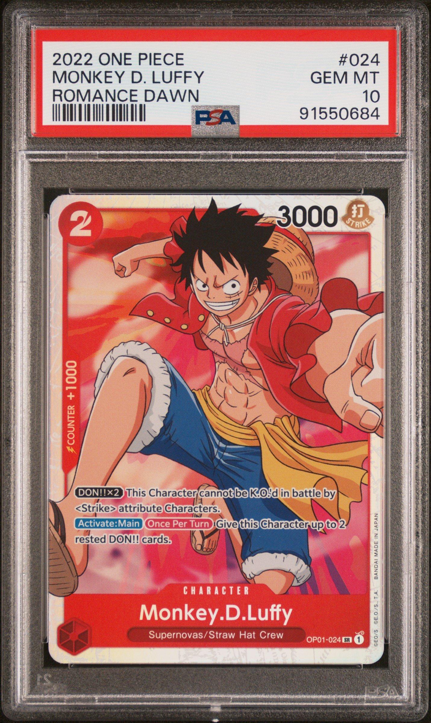 2022 One Piece Op01-romance Dawn 024 Monkey D. Luffy PSA 10 Graded
