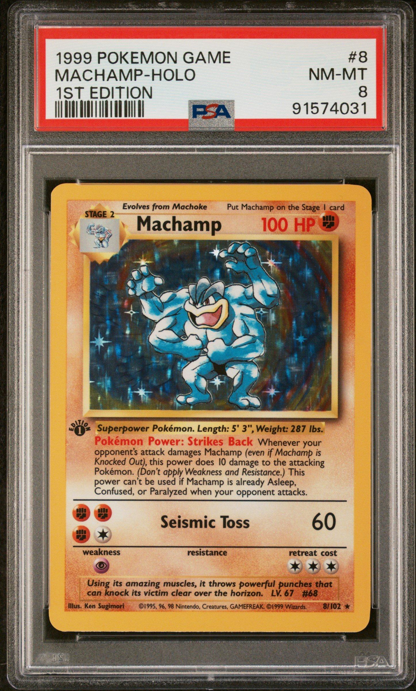 1999 Pokemon Game 8 Machamp-holo 1st Edition PSA 8 Graded Card