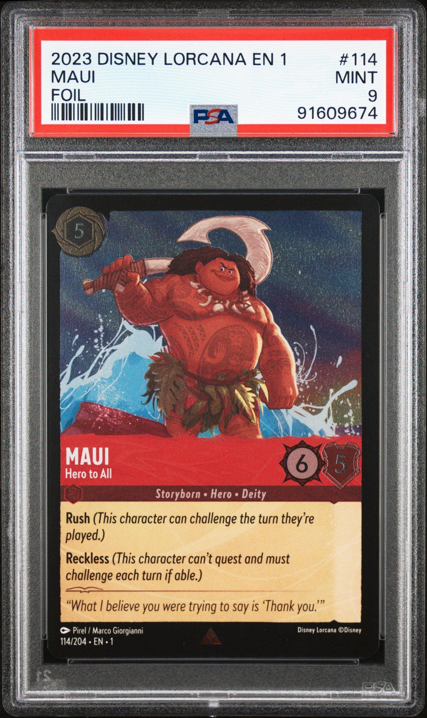 2023 Disney Lorcana En 1-the First Chapter 114 Maui - Hero To All Foil PSA 9