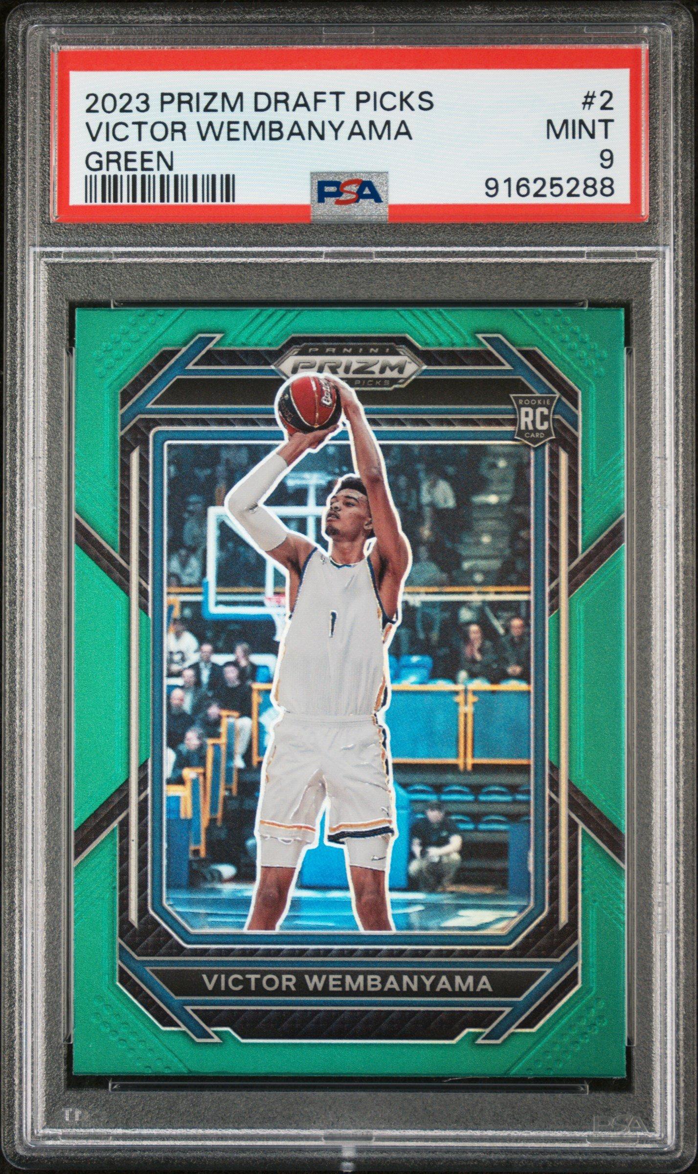 2023 Panini Prizm Draft Picks 2 Victor Wembanyama Green Prizm PSA 9