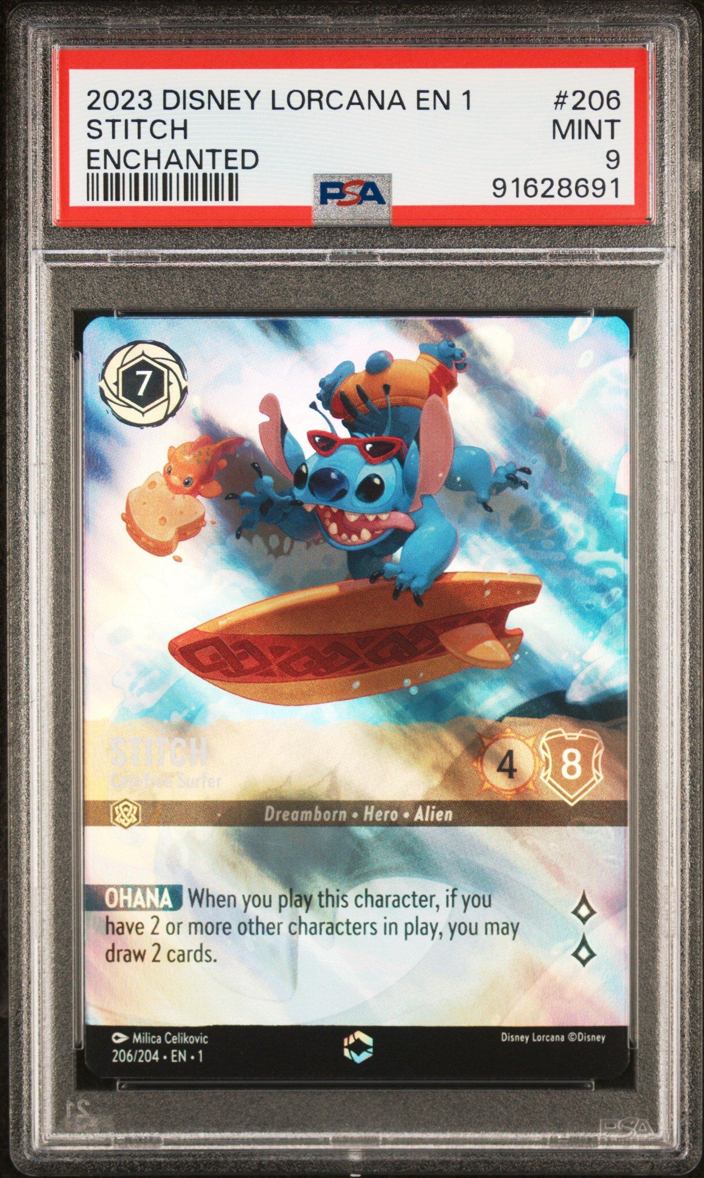 Disney Lorcana スティッチ D100 PSA 9 2023 Disney Lorcana En 1-the First Chapter 206 Stitch - Carefree