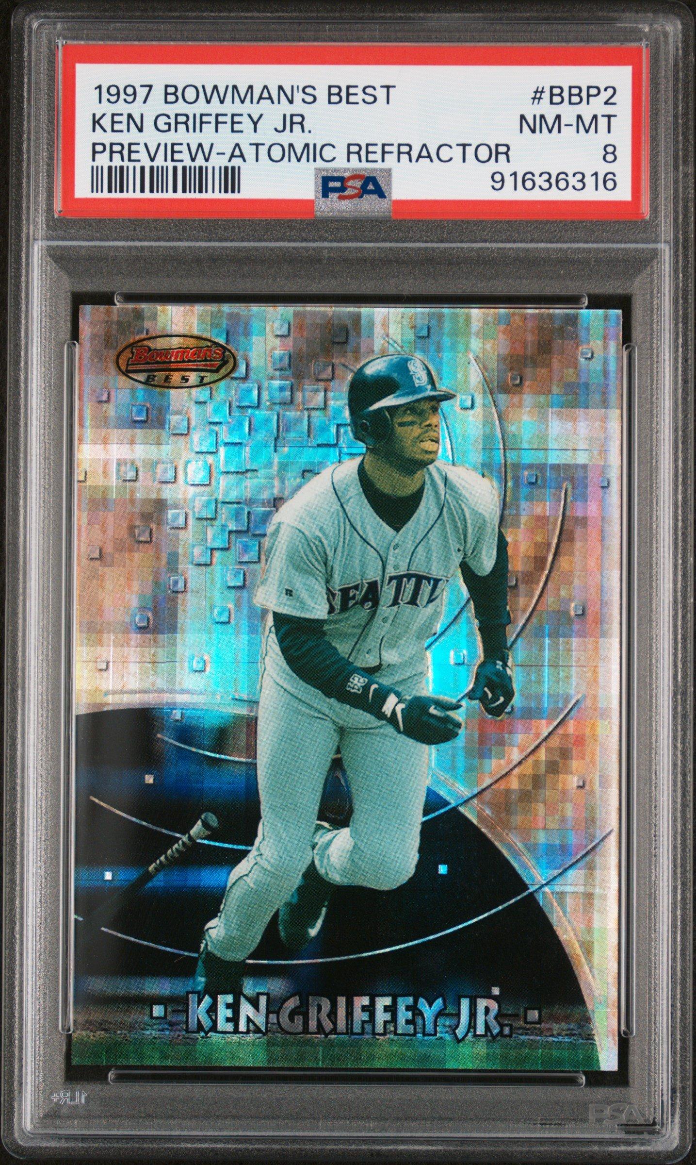 1997 Bowman's Best Preview Bbp2 Ken Griffey Jr. Atomic Refractor PSA 8