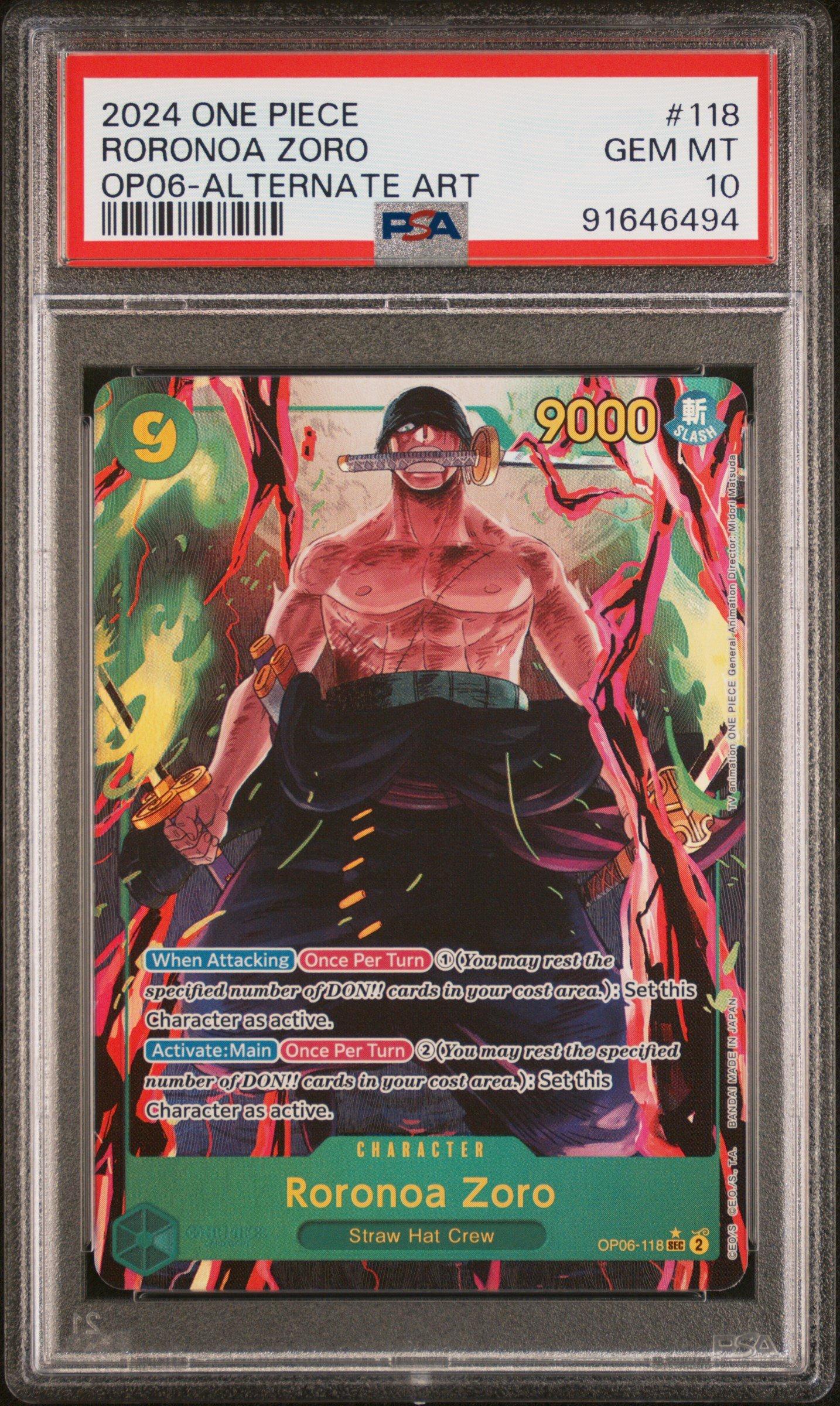 2024 One Piece Wings Of The Captain 118 Roronoa Zoro Alternate Art