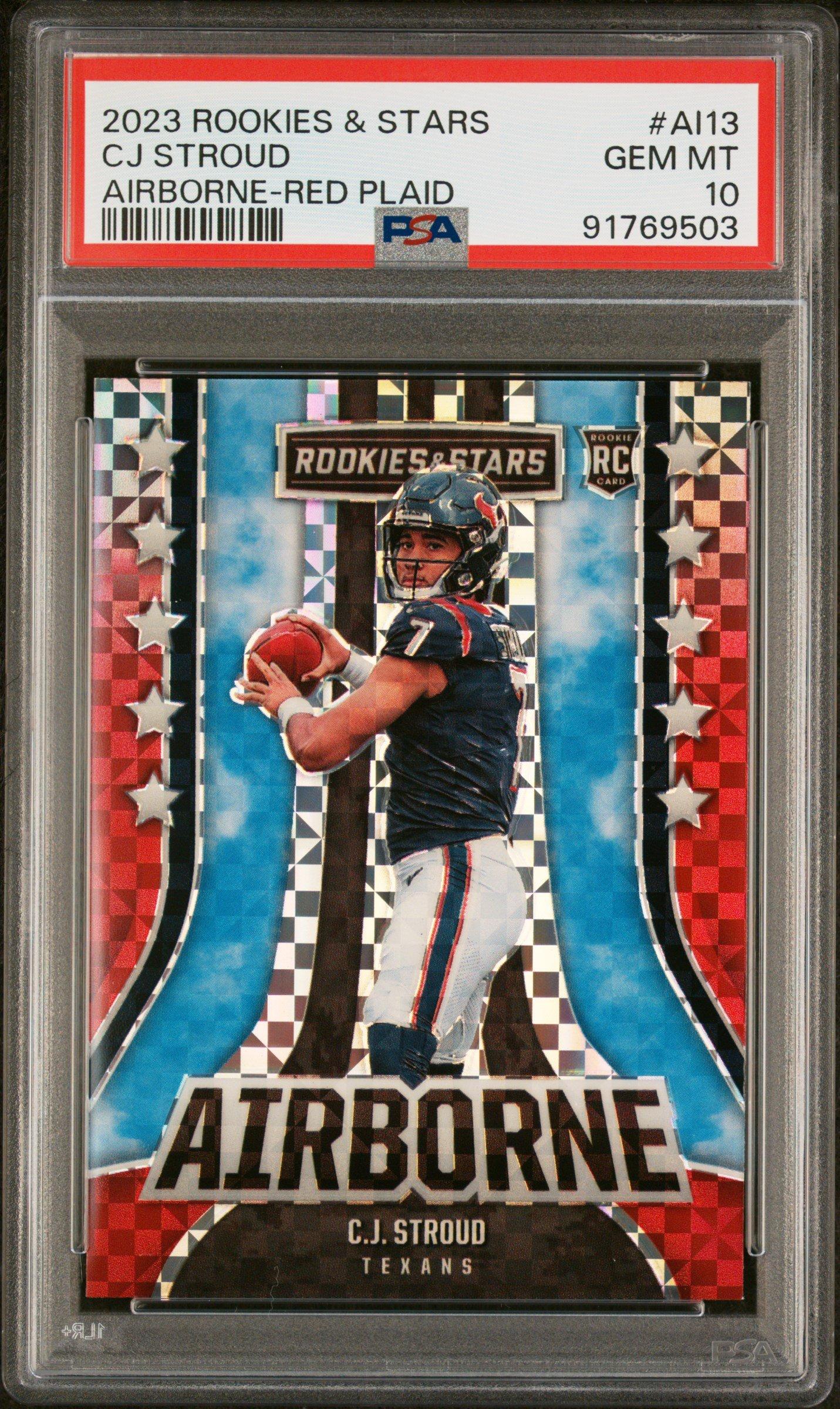 2023 Panini Rookies & Stars Airborne Ai13 Cj Stroud Red Plaid PSA 10