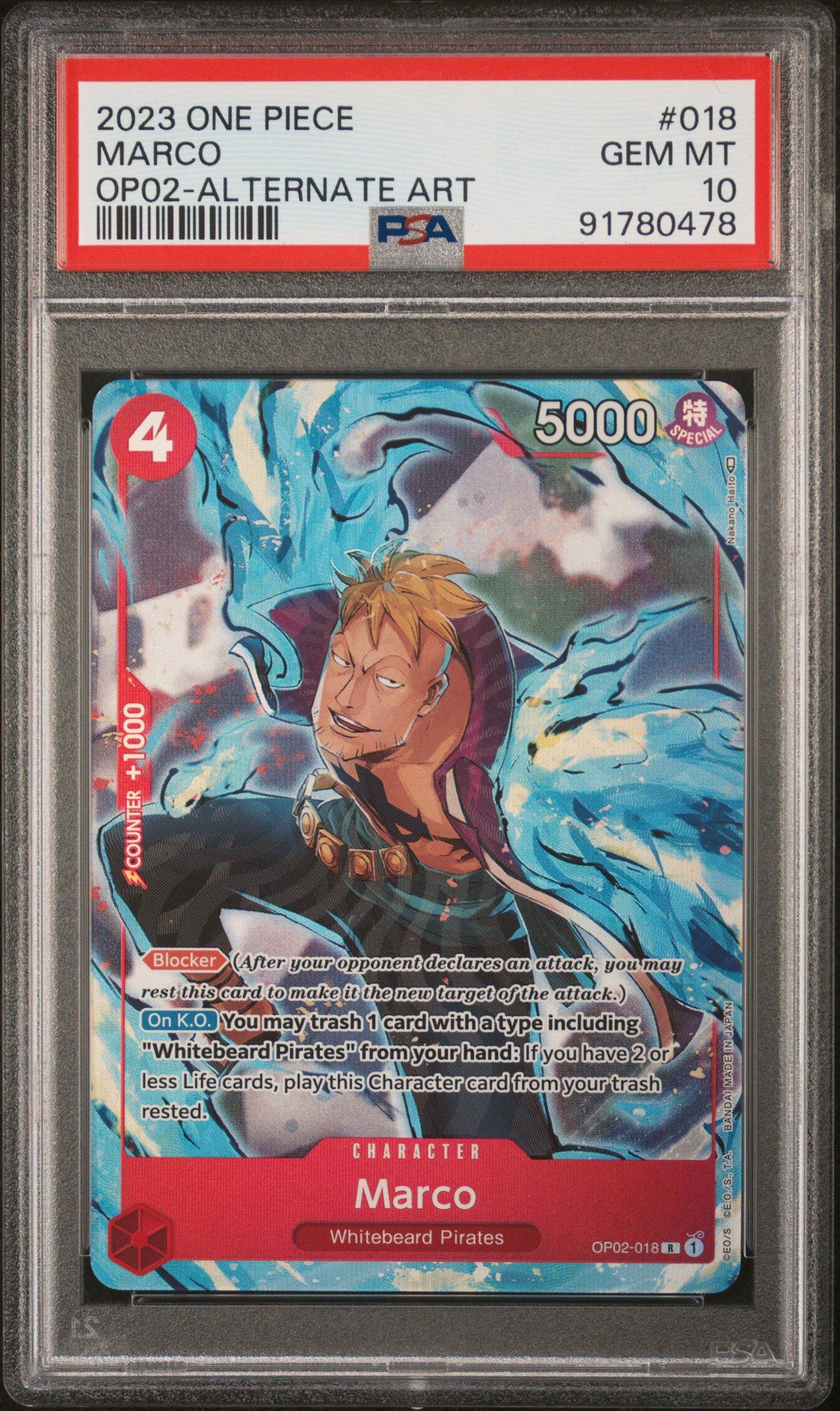 マルコ　psa10 2023 One Piece Op02-paramount War 018 Marco Alternate Art PSA 10