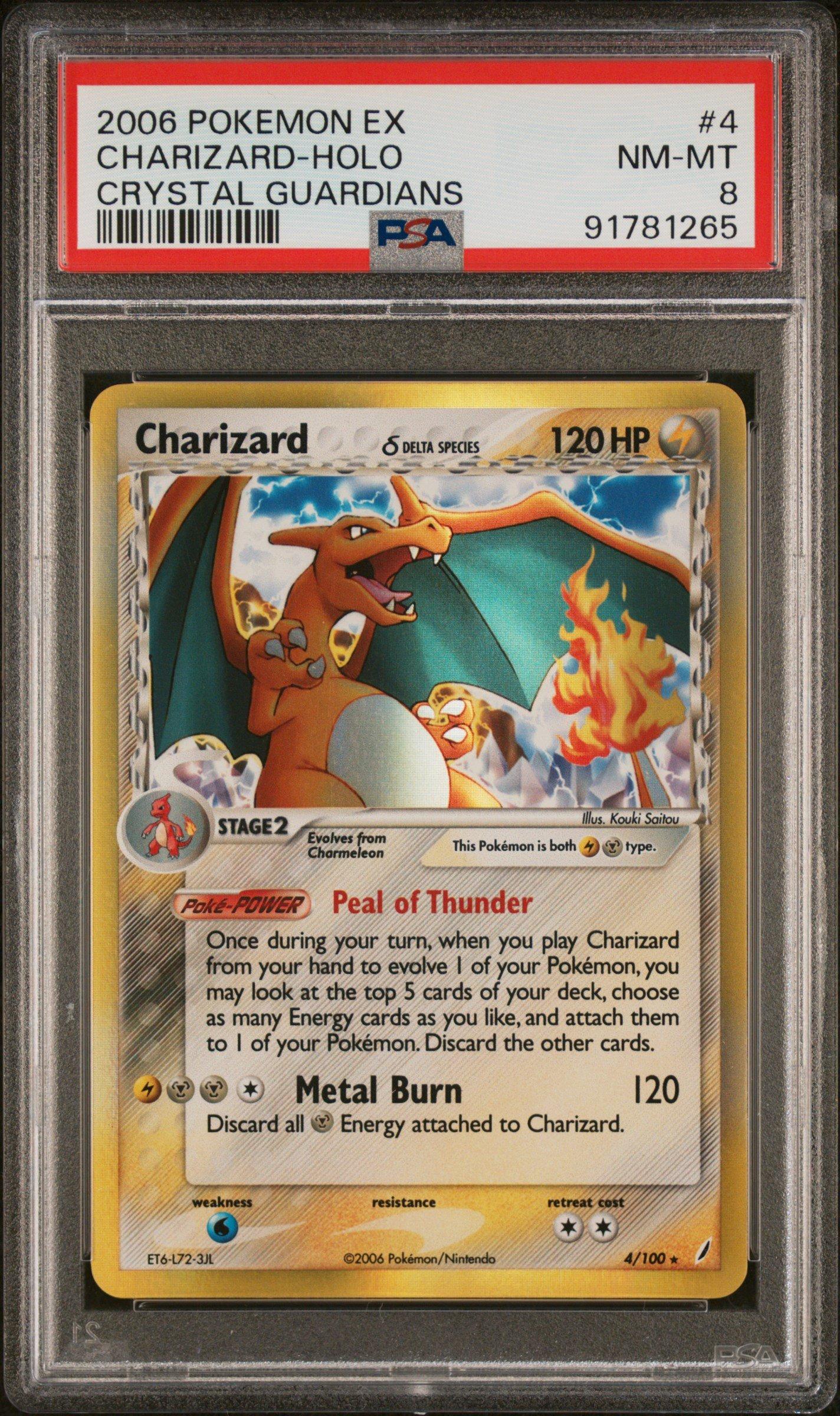 2006 Pokemon Ex Crystal Guardians 4 Charizard-holo PSA 8 Graded