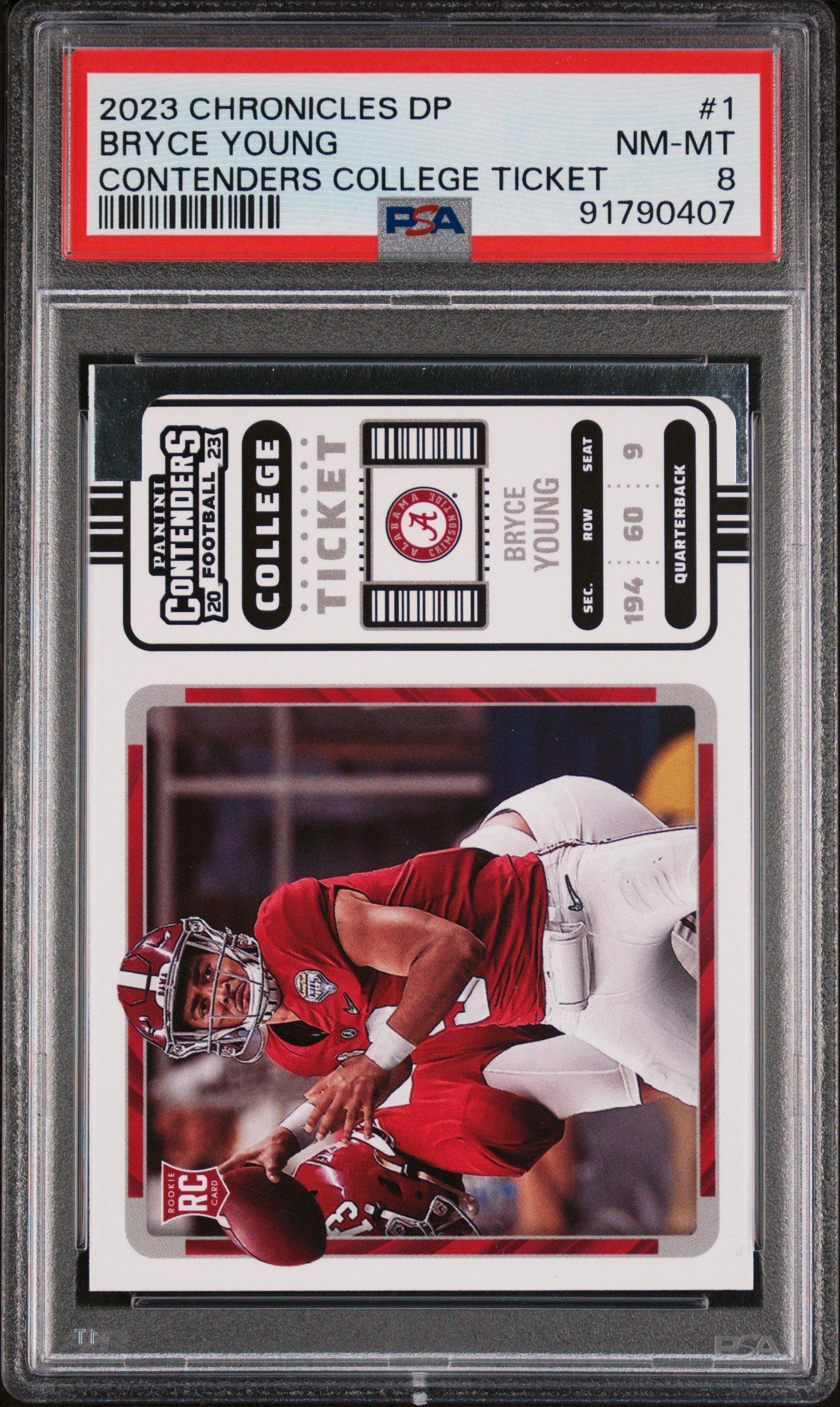 2023 Panini Chronicles Draft Picks Contenders College Ticket 1 Bryce Young PSA 8