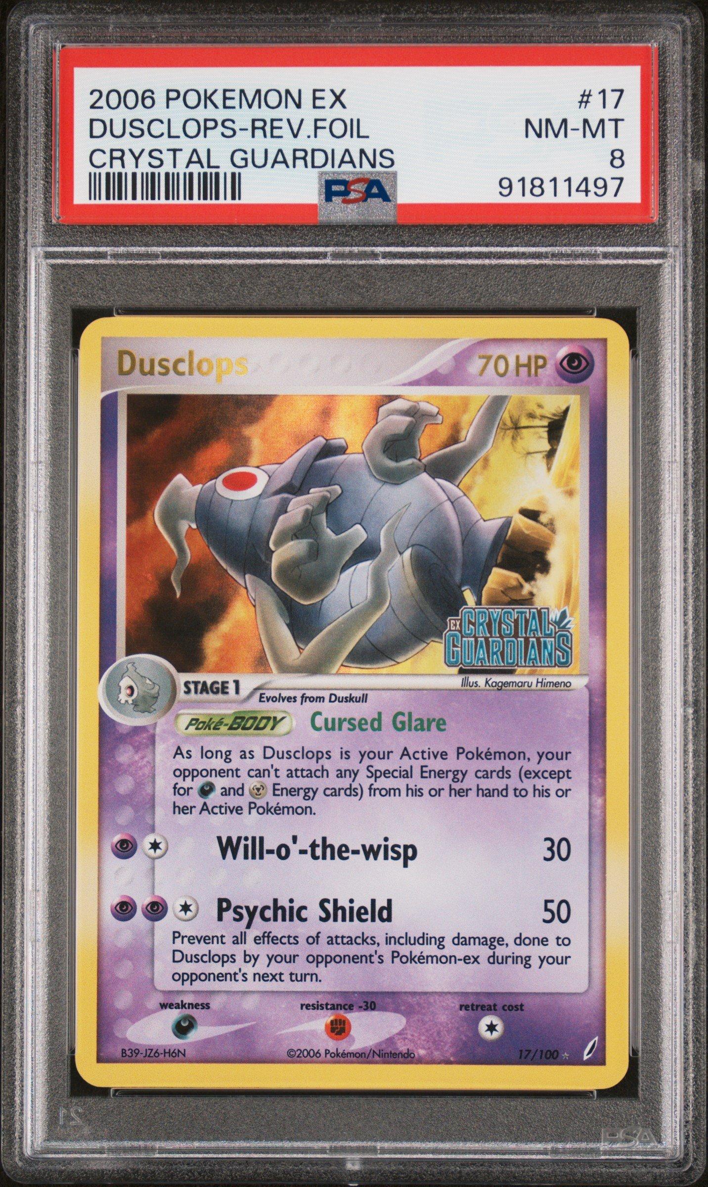 2006 Pokemon Ex Crystal Guardians 17 Dusclops-reverse Foil PSA 8