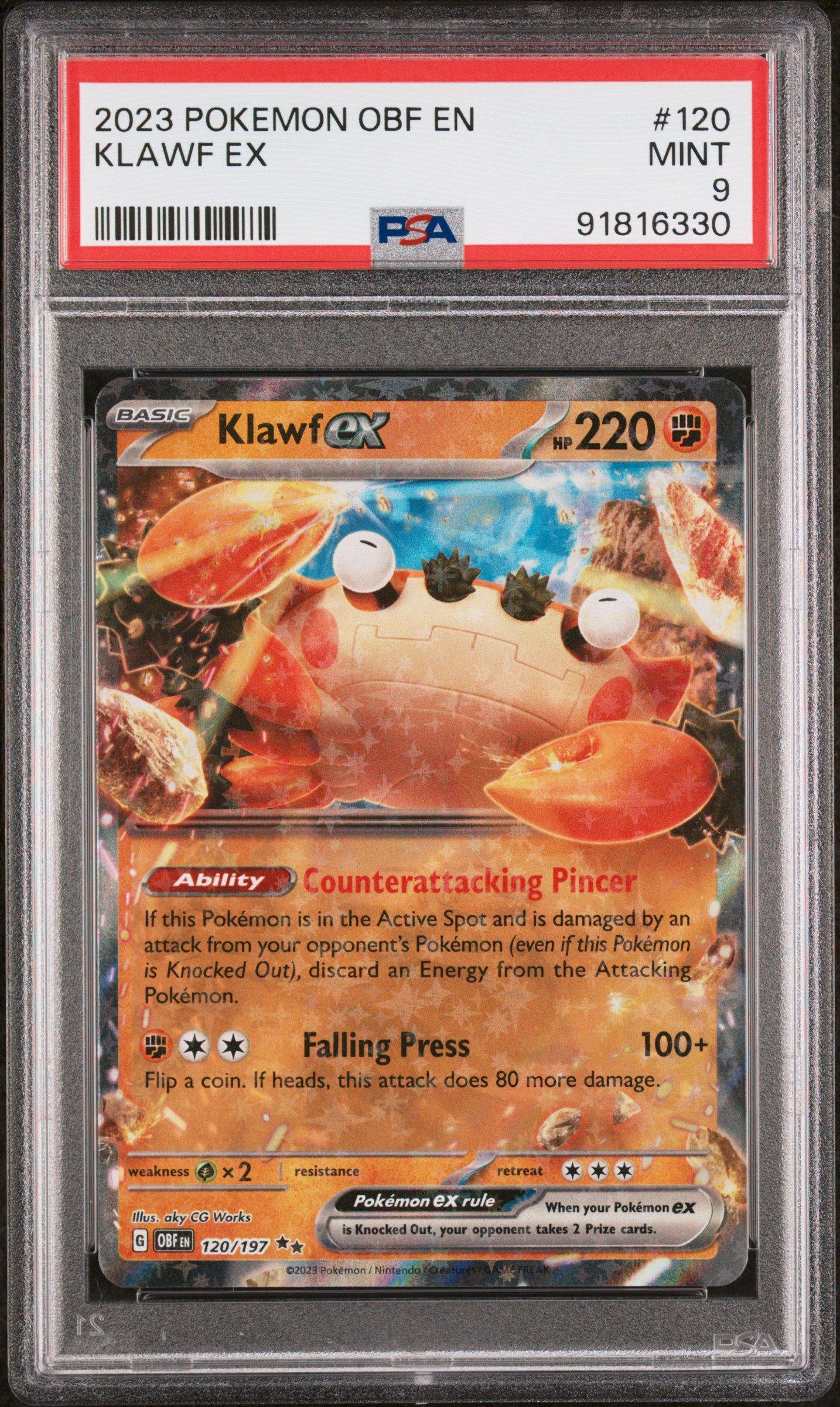 2023 Pokemon Obf En-obsidian Flames 120 Klawf Ex PSA 9