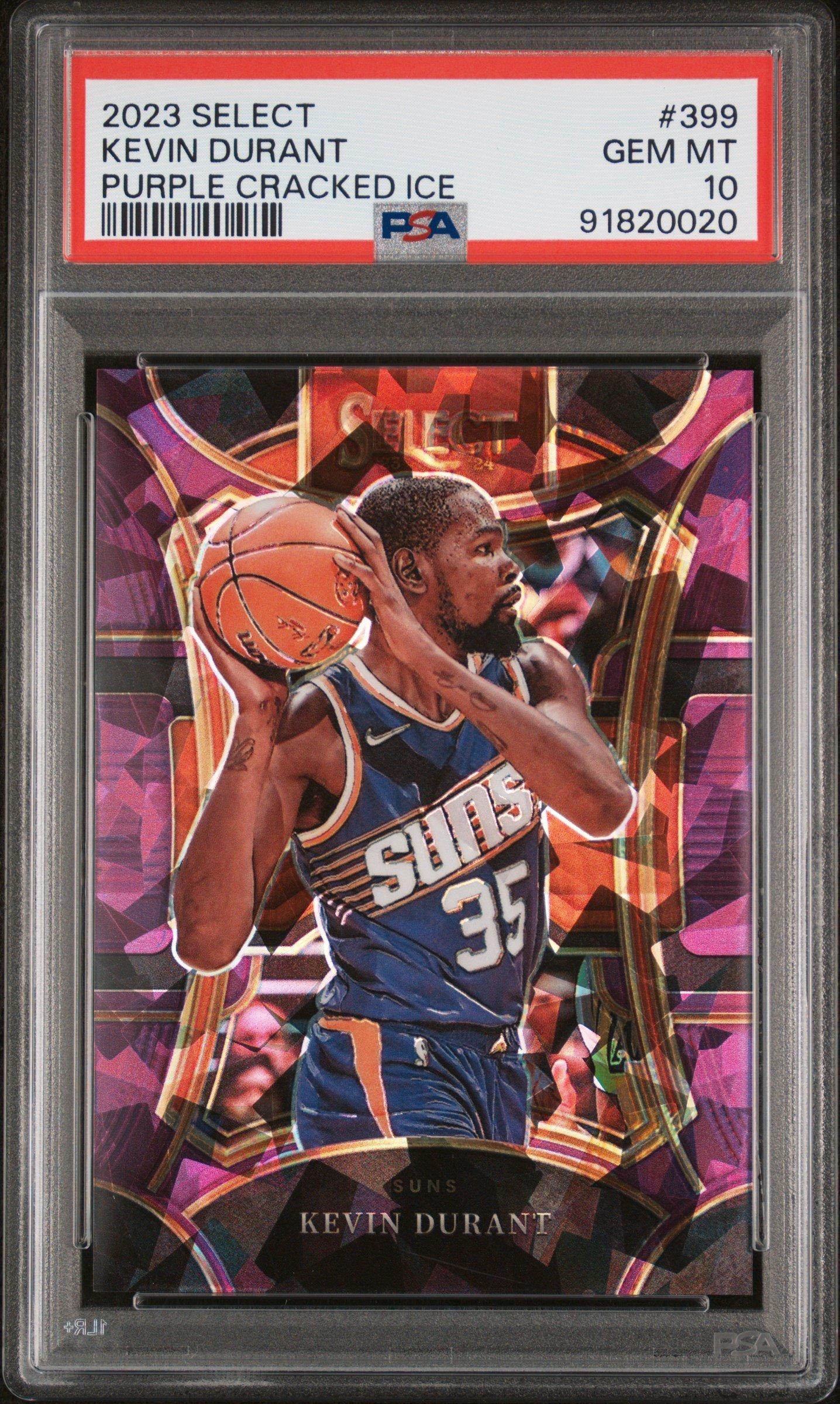 2023 Panini Select 399 Kevin Durant Purple Cracked Ice PSA 10