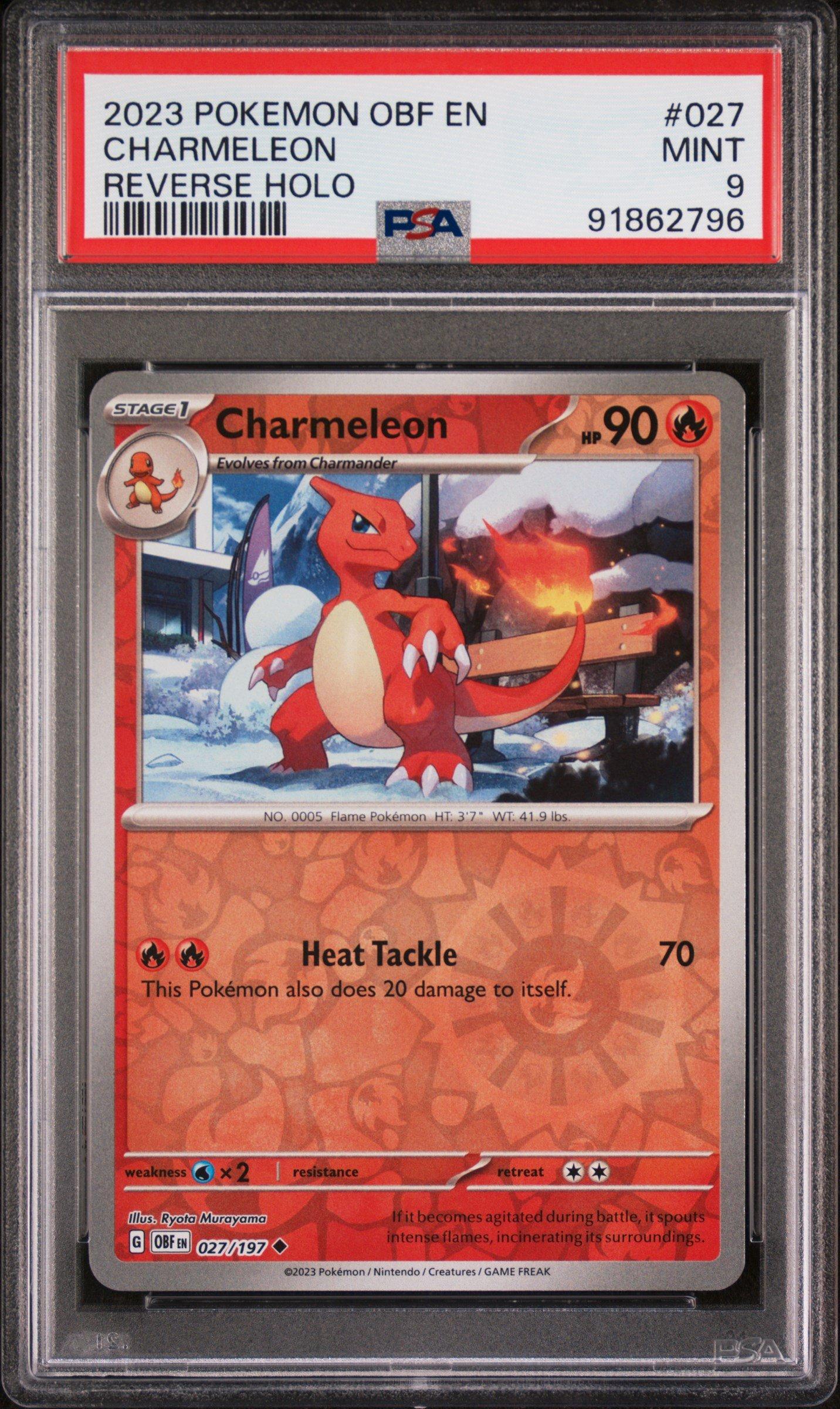 2023 Pokemon Obf En-obsidian Flames 027 Charmeleon Reverse Holo PSA 9