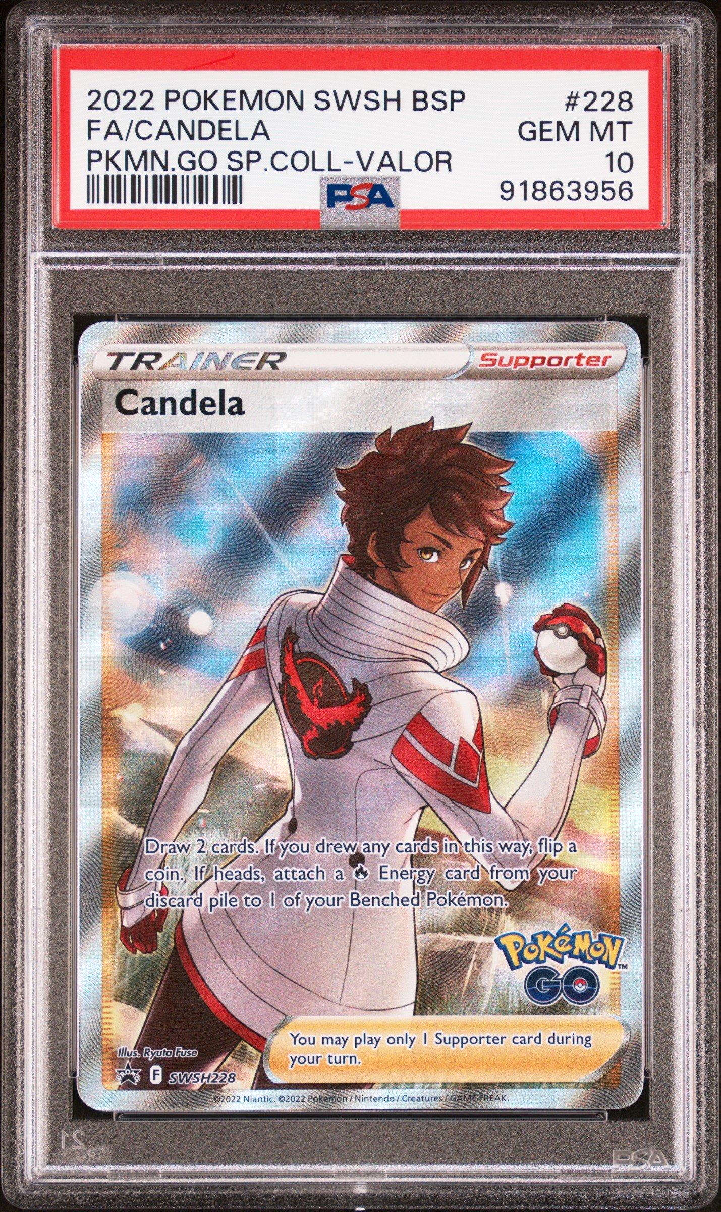 2022 Pokemon Swsh Black Star Promo 228 Full Art/candela Pokemon Go Special Collection-team Valor PSA 10