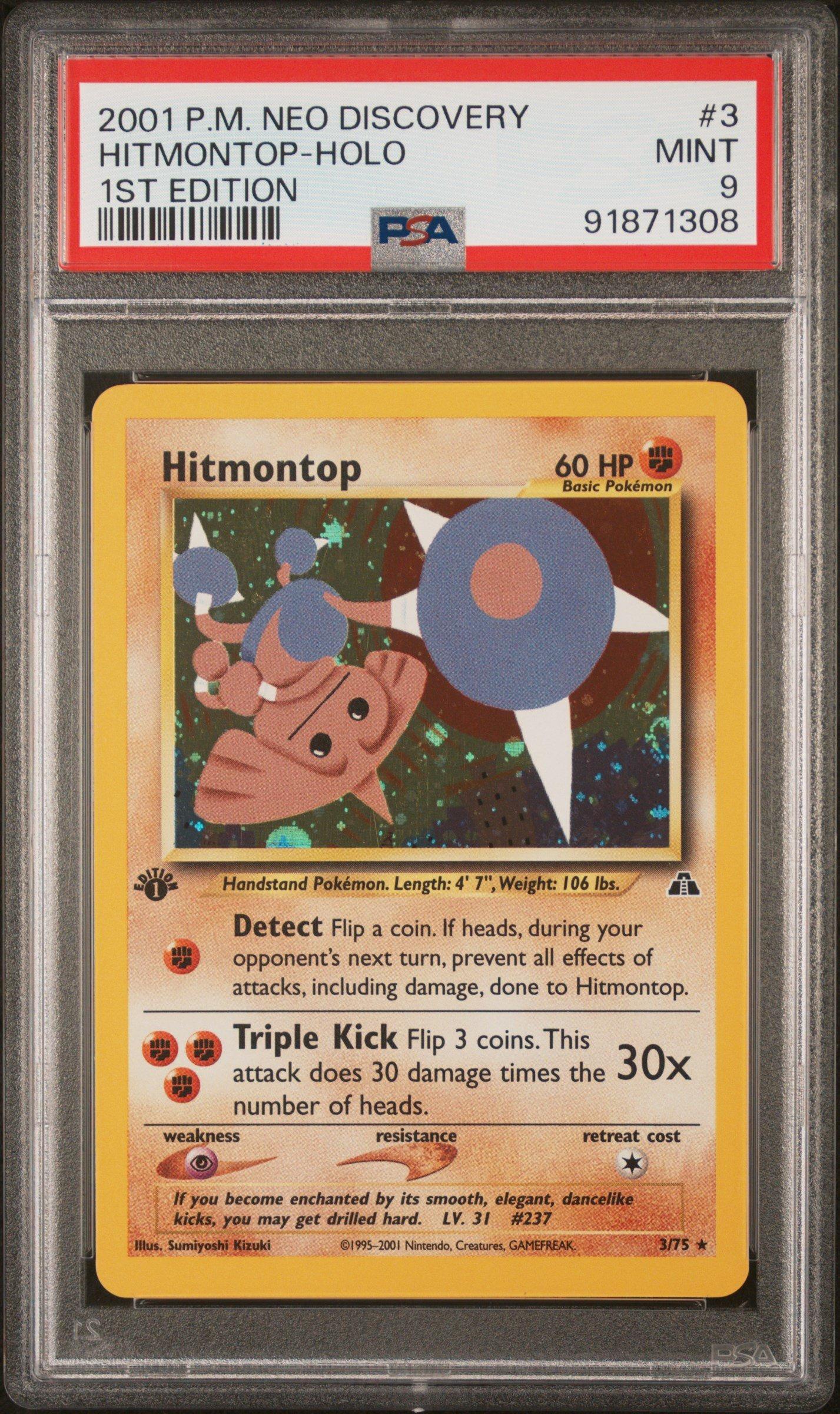2001 Pokemon Neo Discovery 3 Hitmontop-holo 1st Edition PSA 9