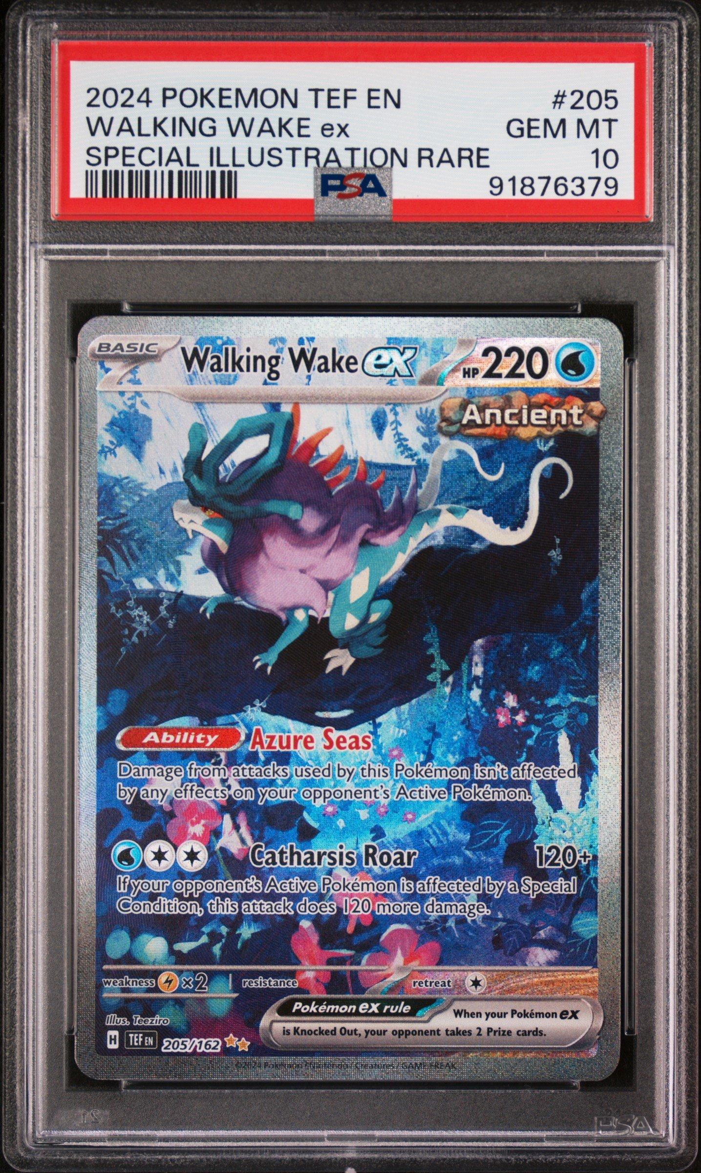 2024 Pokemon Tef En-temporal Forces 205 Walking Wake Ex PSA 10