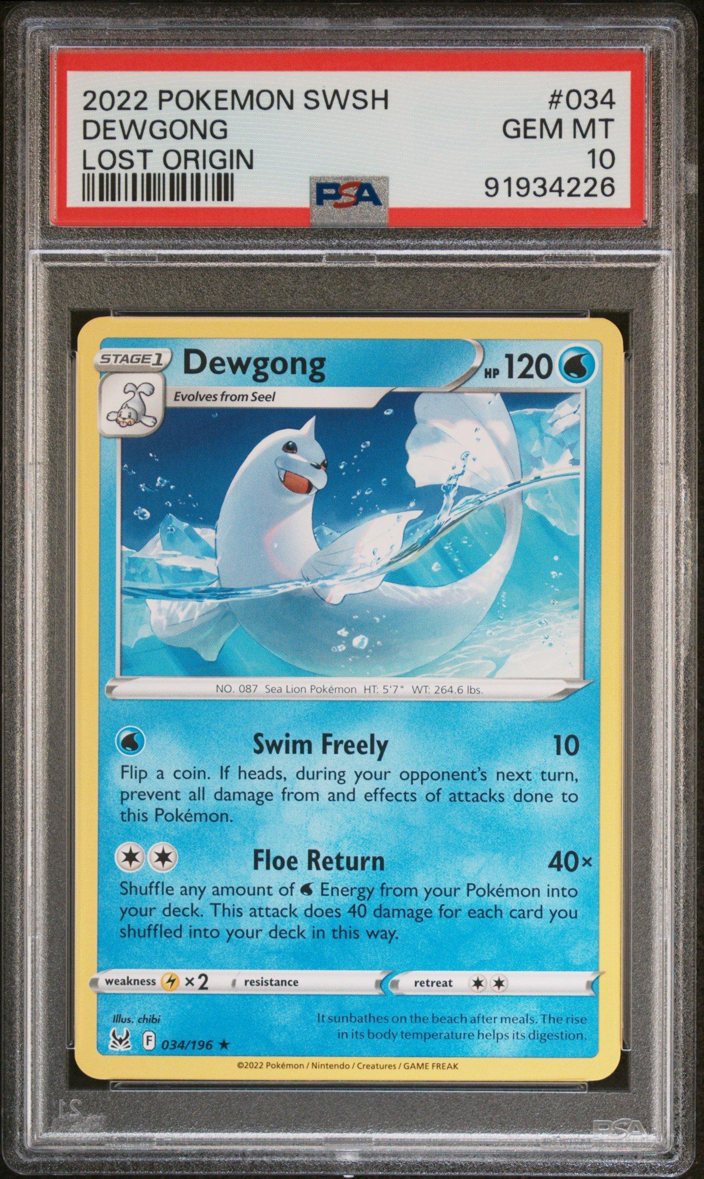 2022 Pokemon Sword & Shield Lost Origin 034 Dewgong PSA 10