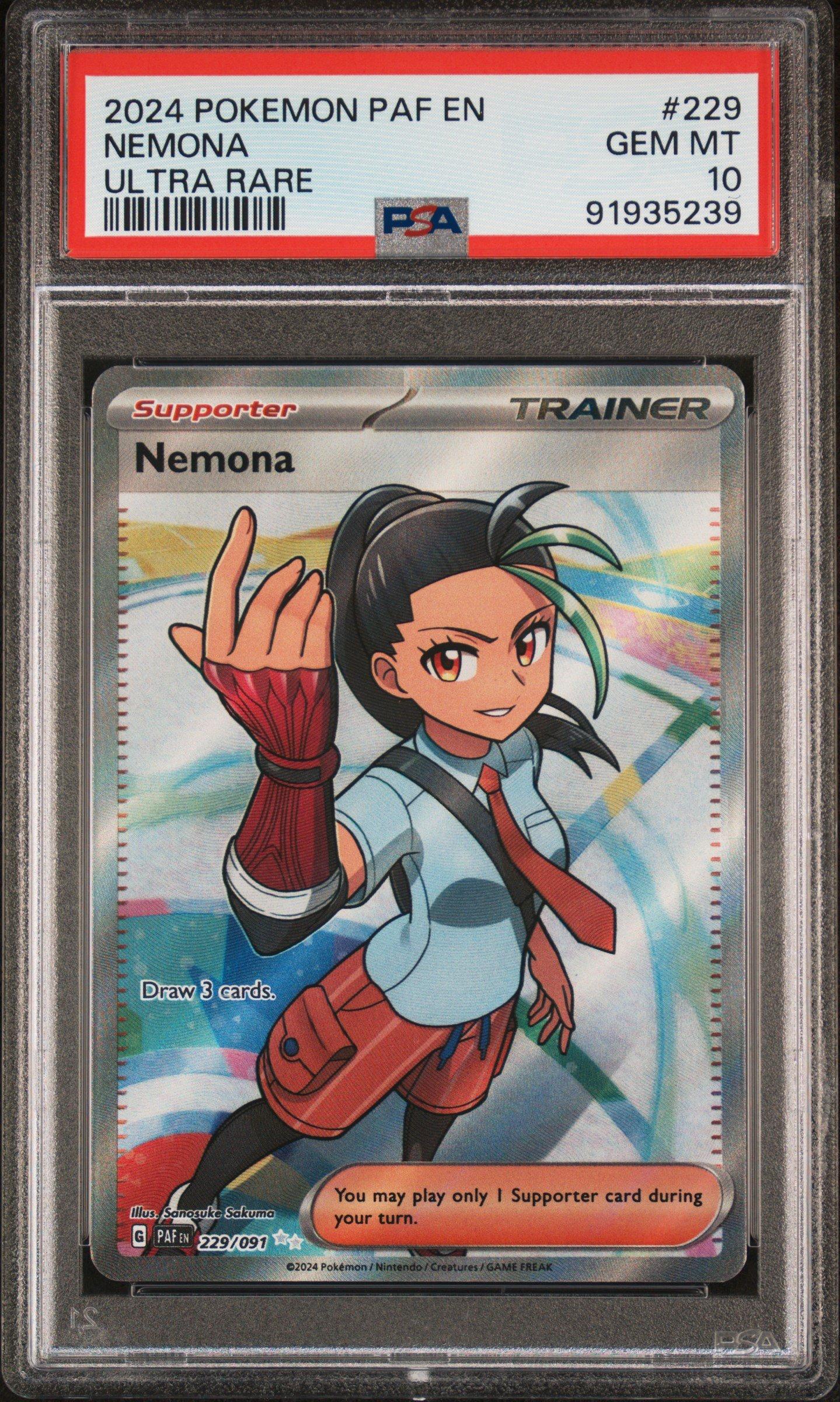 2024 Pokemon Paf En-paldean Fates 229 Nemona Ultra Rare PSA 10