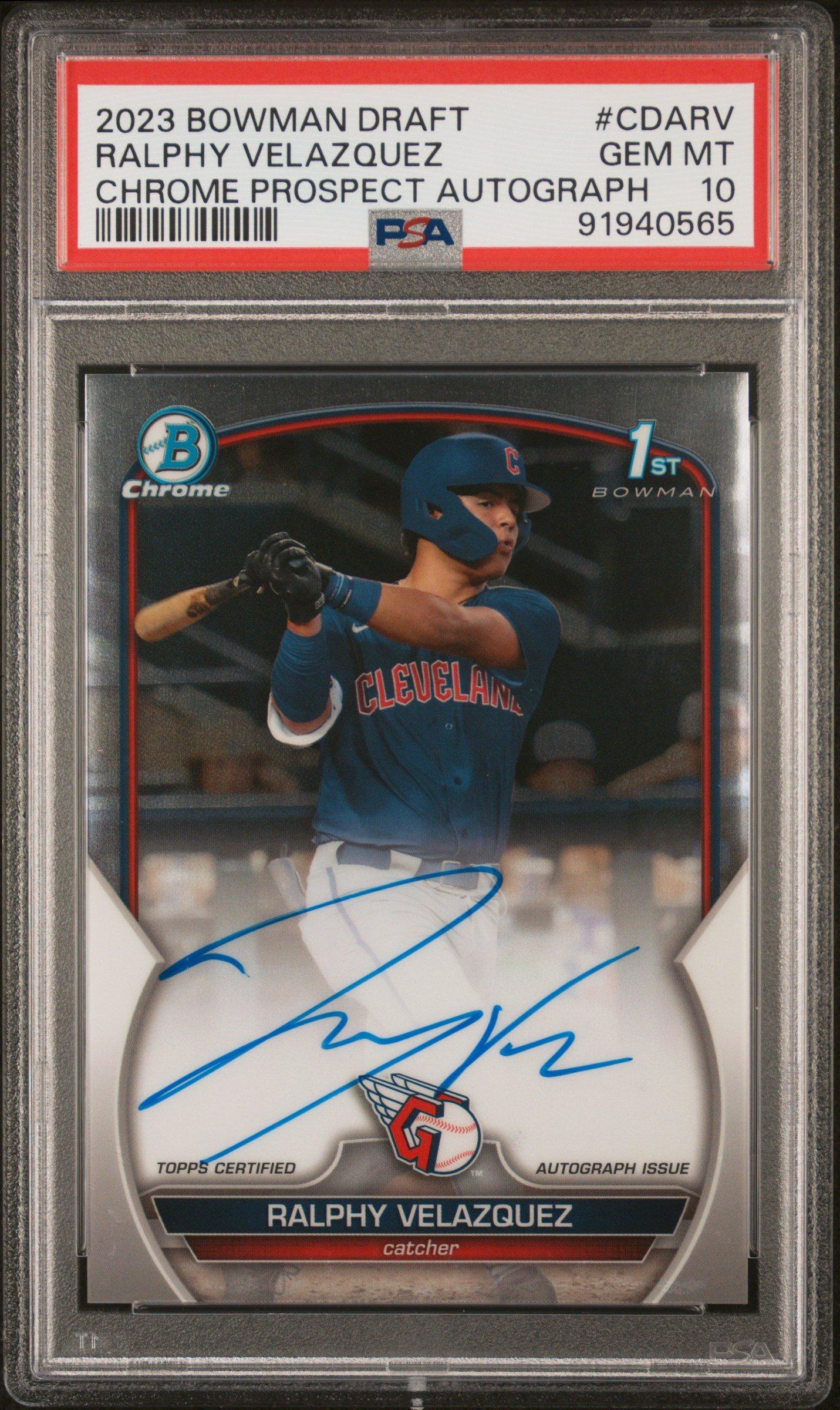 2023 Bowman Draft Chrome Prospect Autograph Cdarv Ralphy Velazquez PSA 10