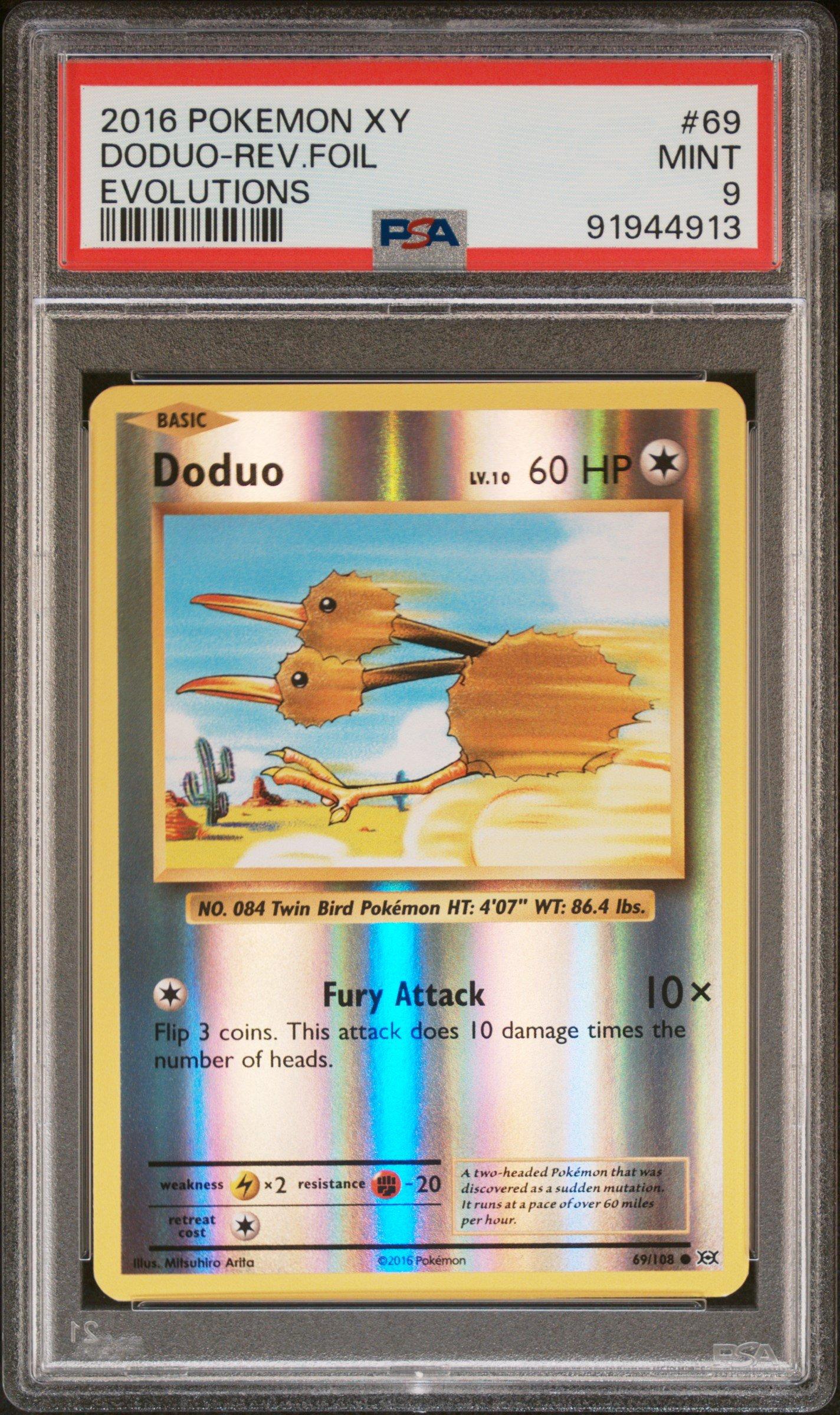 2016 Pokemon Xy Evolutions 69 Doduo-reverse Foil PSA 9