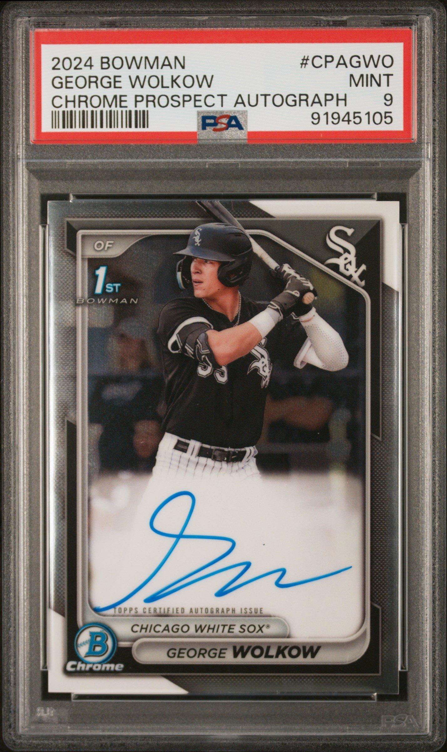 2024 Bowman Chrome Prospect Autographs Cpagwo George Wolkow PSA 9