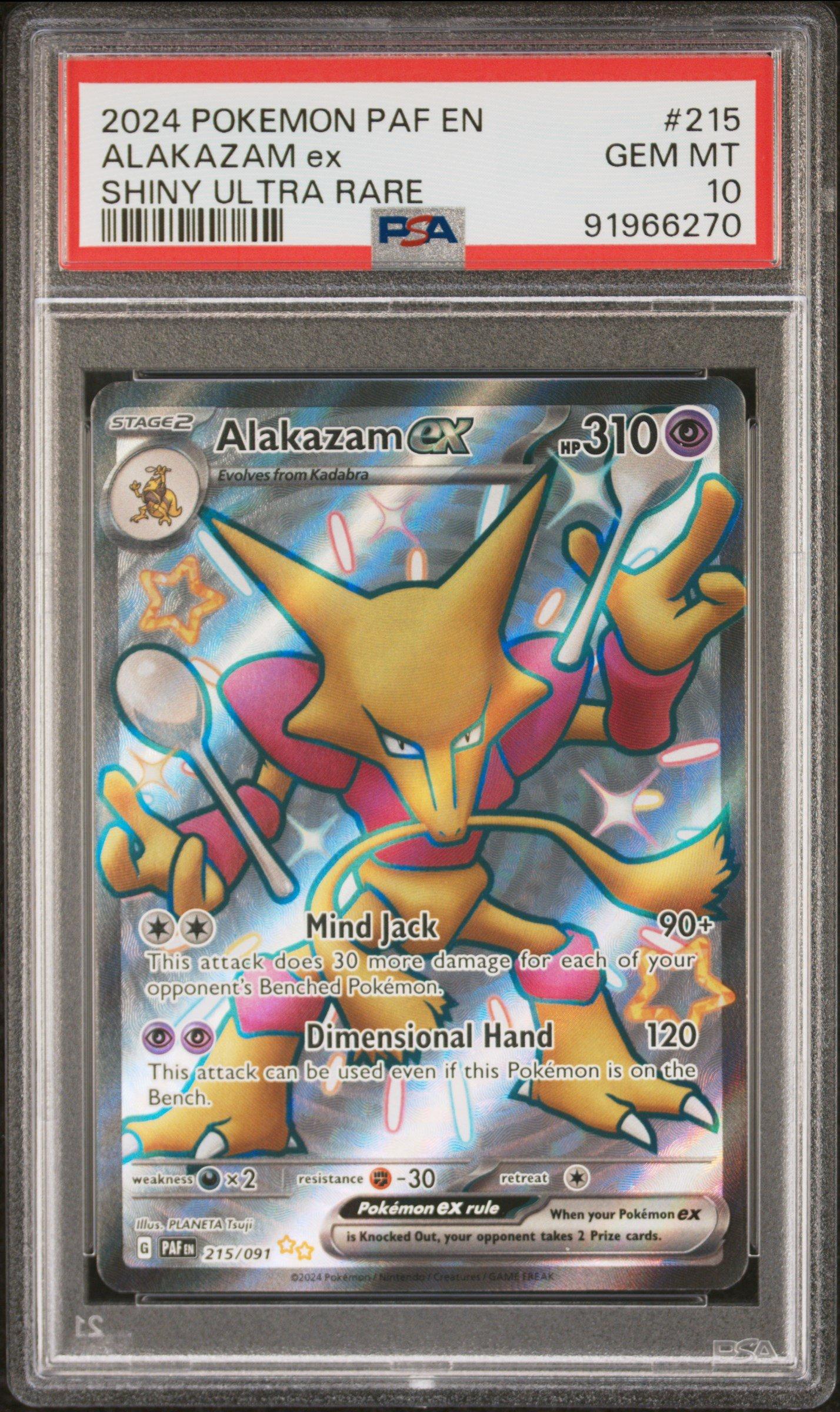 2024 Pokemon Paf En-paldean Fates 215 Alakazam Ex Shiny Ultra Rare PSA 10  Graded Card | GameStop