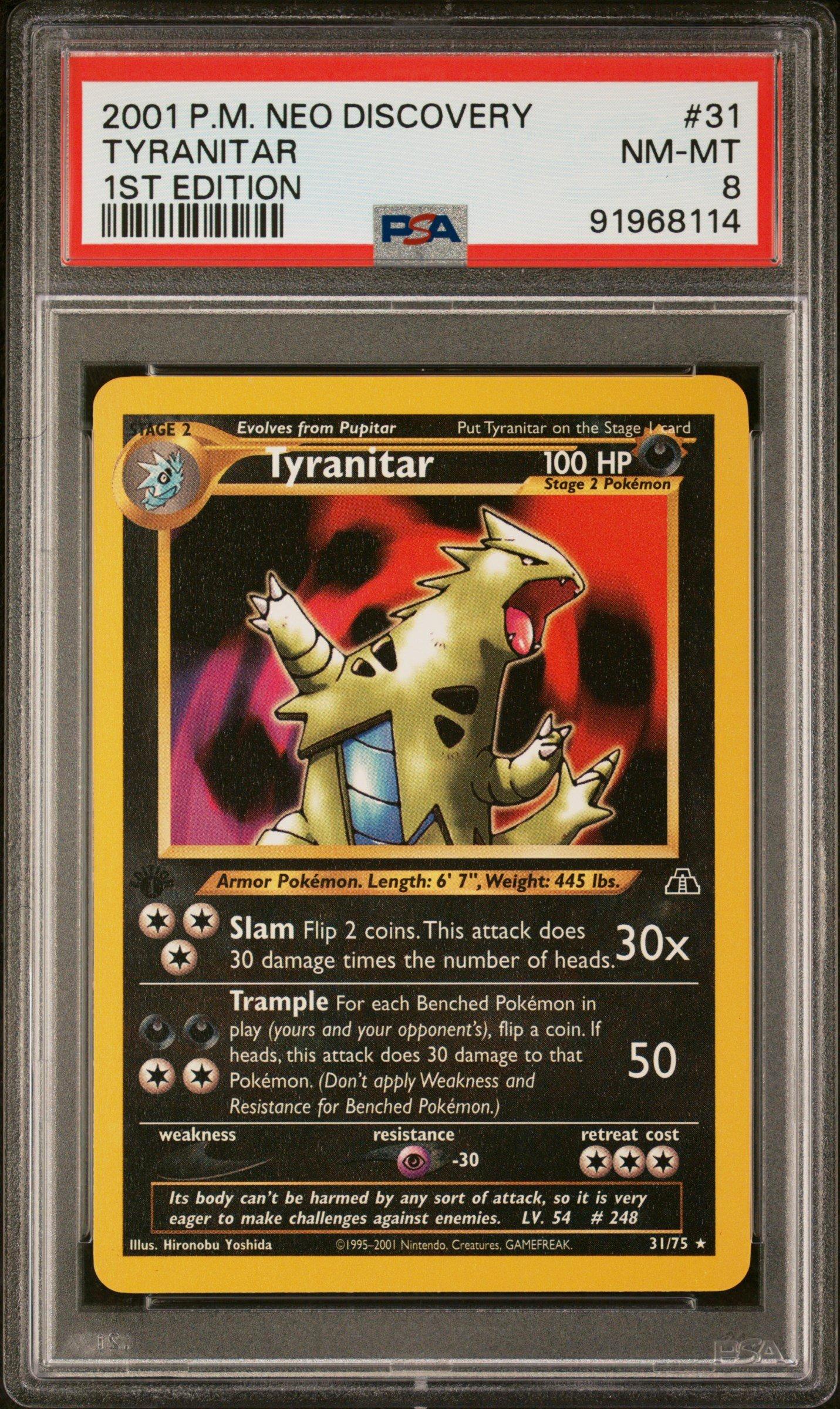 2001 Pokemon Neo Discovery 31 Tyranitar 1st Edition PSA 8