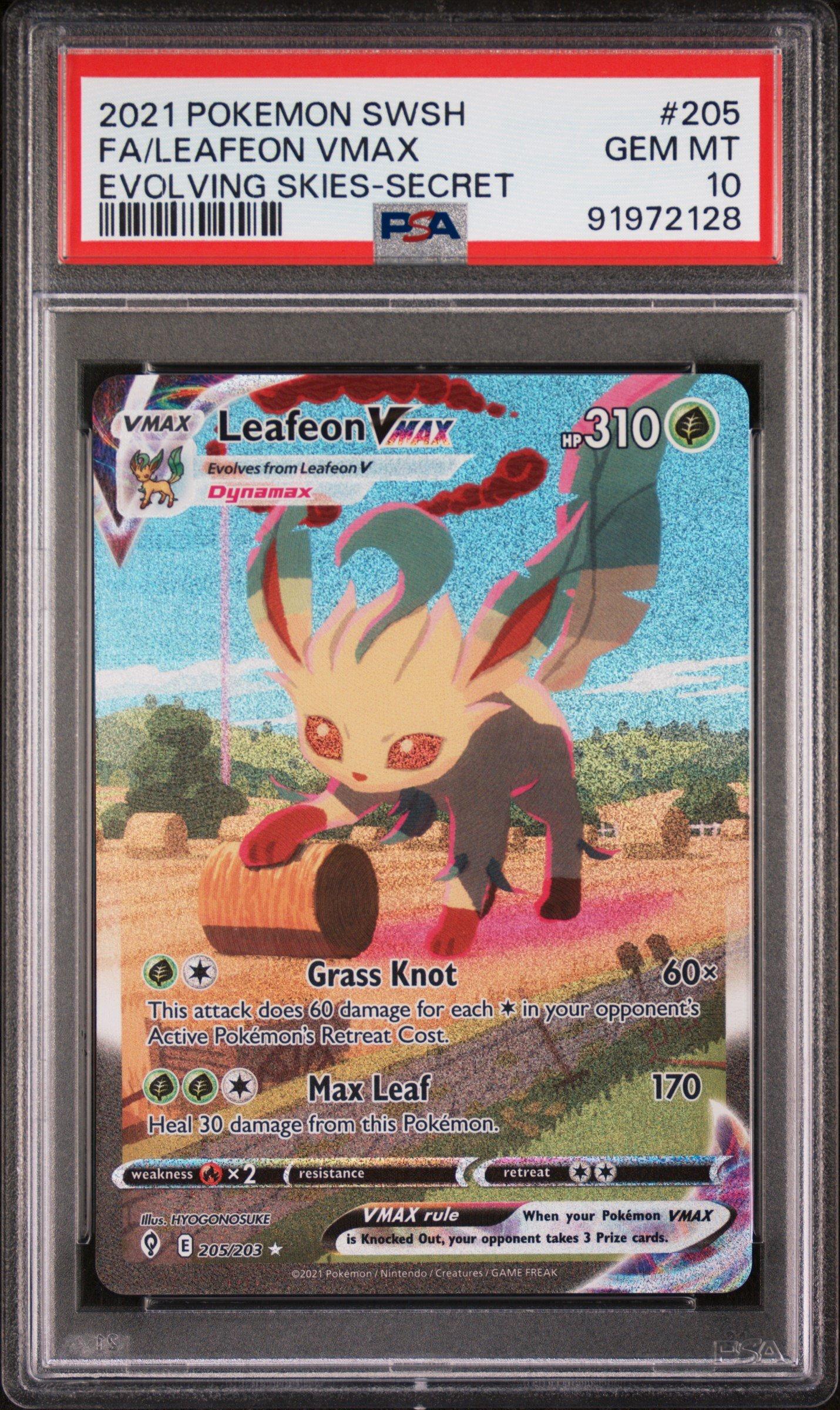 2021 Pokemon Sword & Shield Evolving Skies 205 Fa/leafeon Vmax PSA