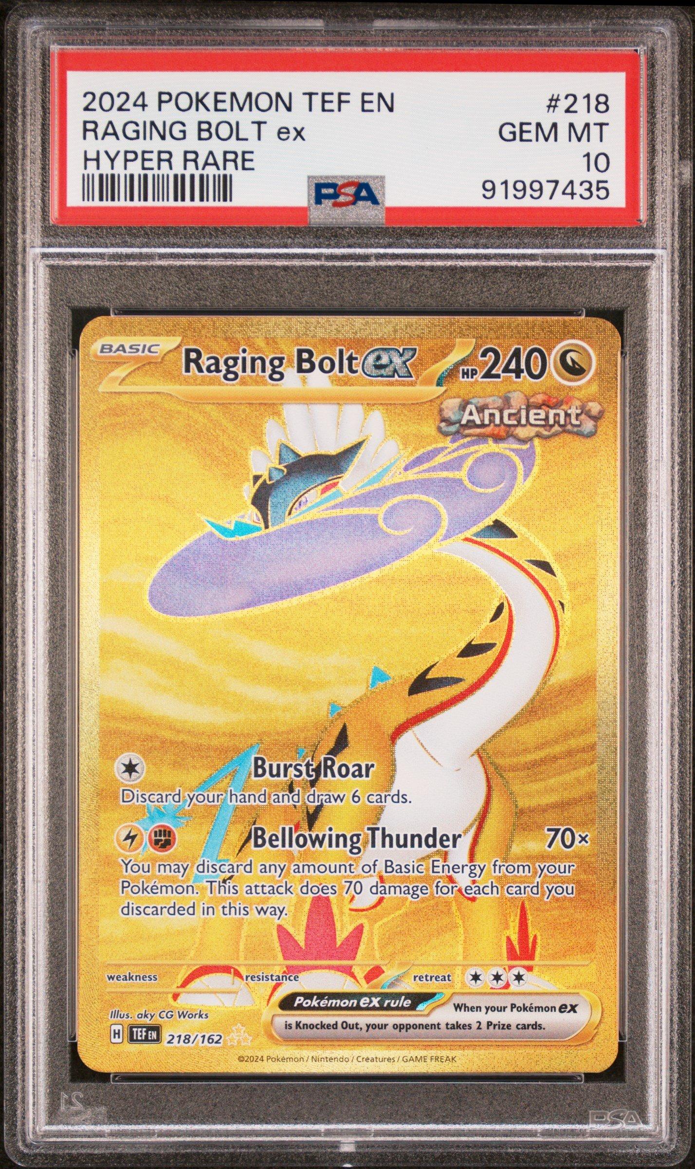 2024 Pokemon Tef En-temporal Forces 218 Raging Bolt Ex Hyper Rare PSA ...