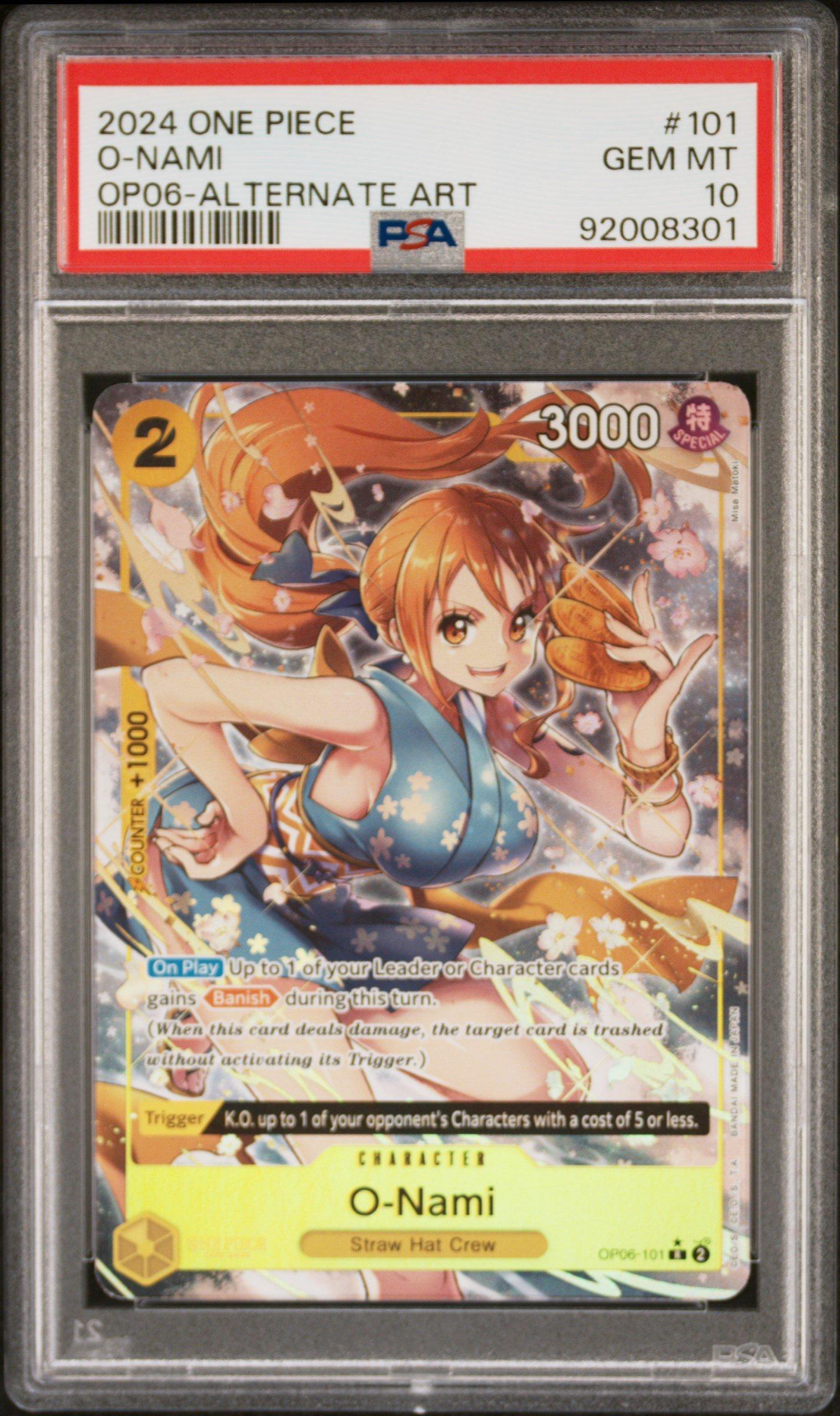 psa10 2024 ONE PIECE O-NAMI おナミ 2024 One Piece Op06-wings Of The Captain 101 O-nami Alternate Art
