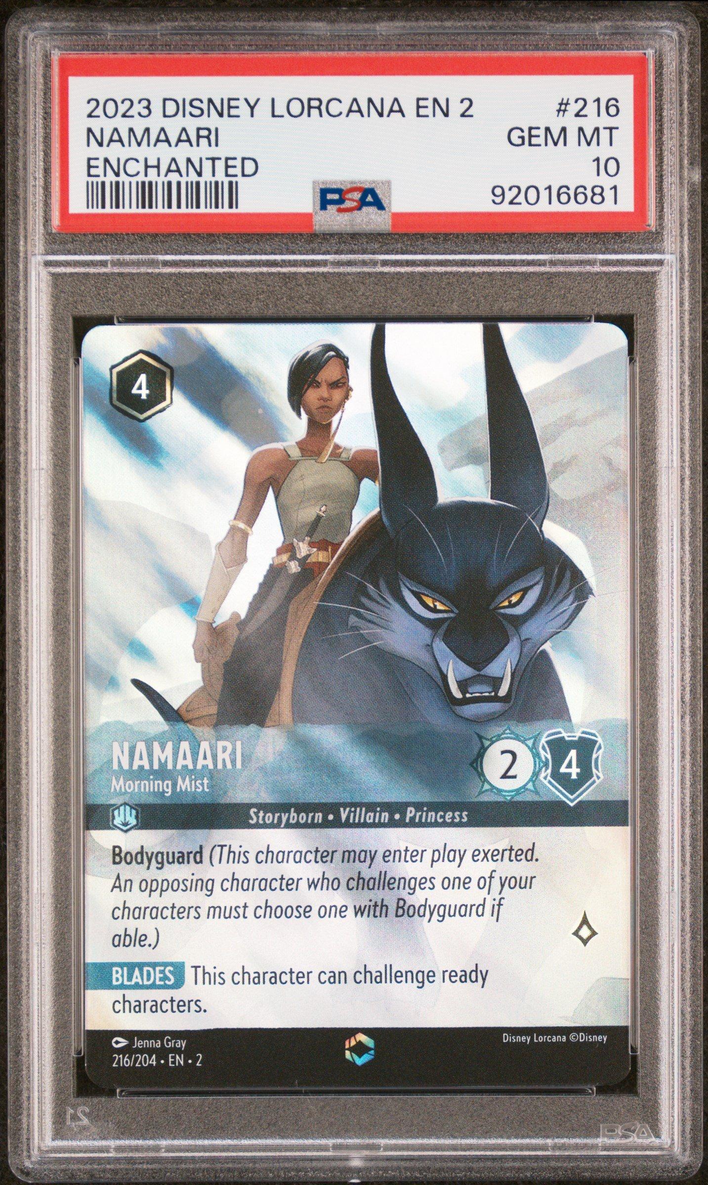 lorcana rise of the floodborn enchanted cards 2023 Disney En 2-rise 208 Madam Mim - Purple Dragon PSA 9 Graded Card 2 Artist 2023 Disney Lorcana En 2-rise
