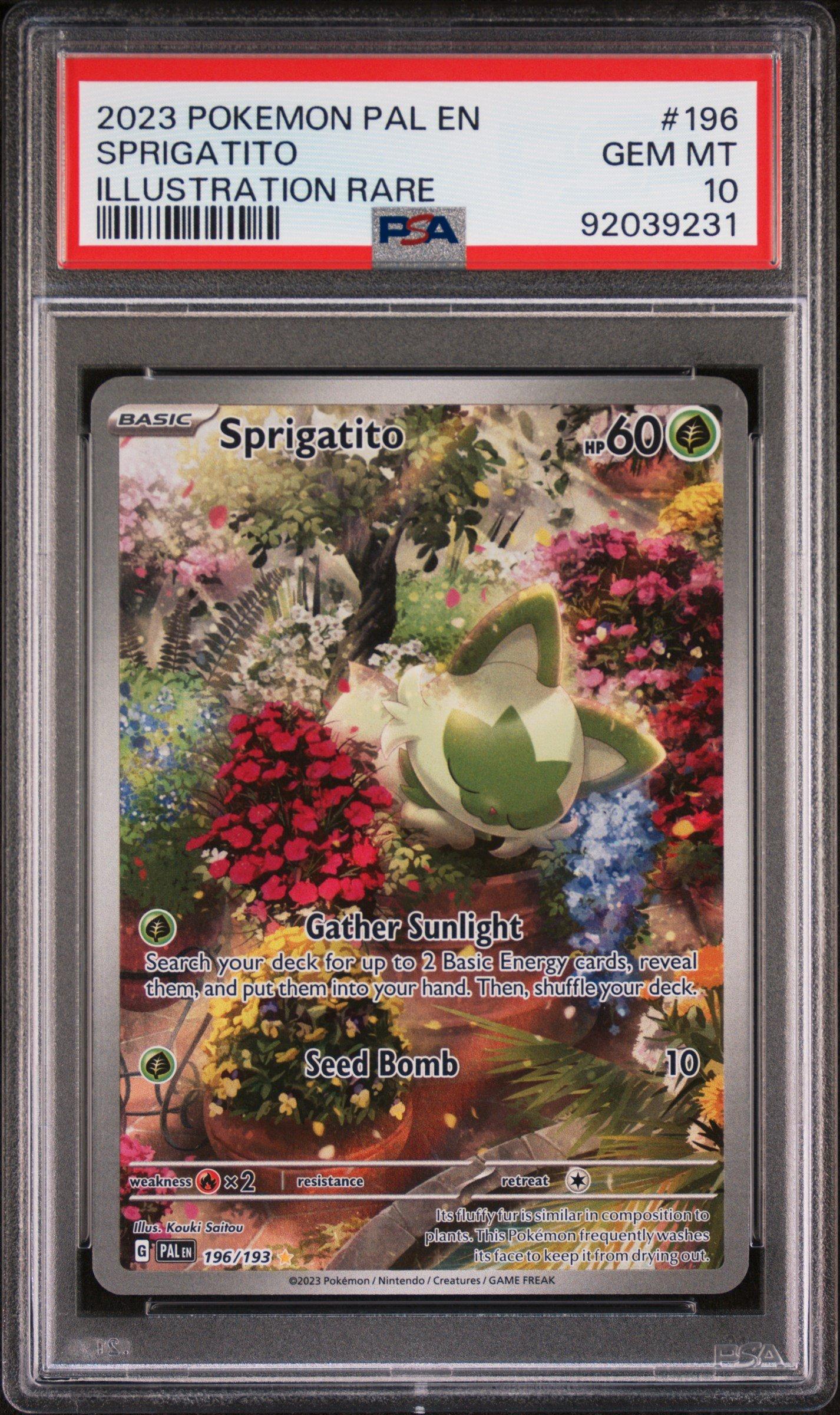 【psa10】2023 ポケモンカード SPRIGATITO GEM MT 10 2023 Pokemon Pal En-paldea Evolved 196 Sprigatito Illustration