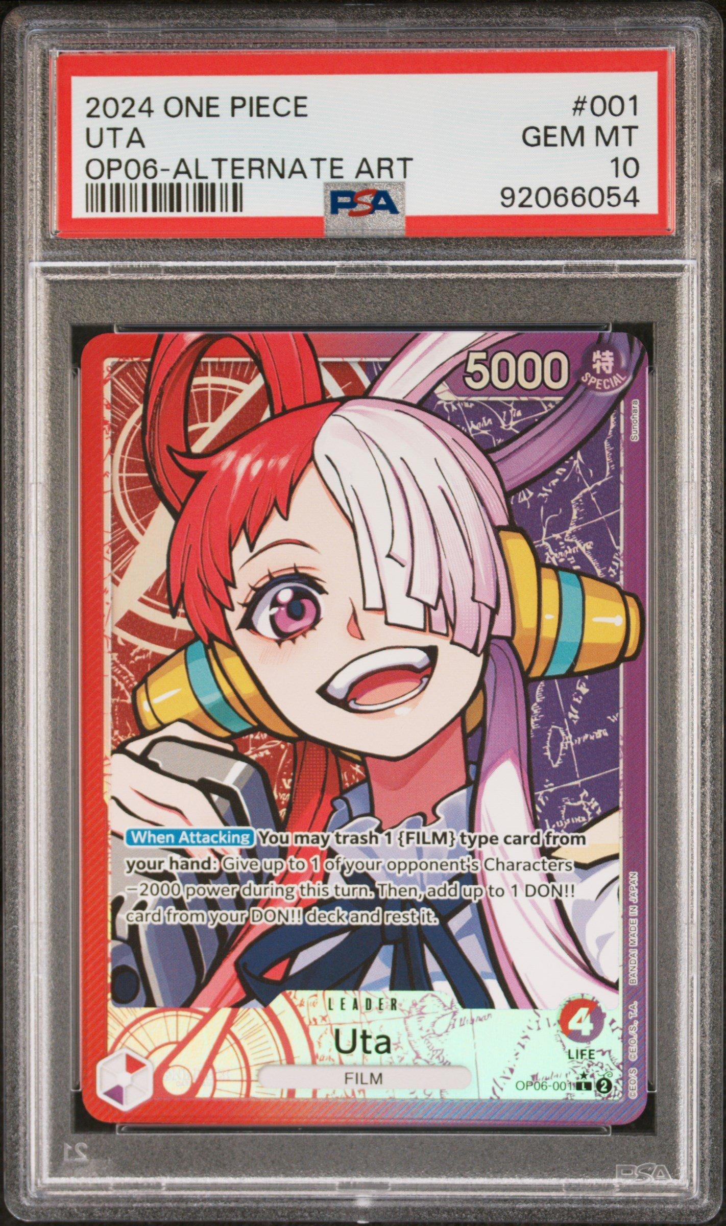 2024 One Piece Op06-wings Of The Captain 001 Uta Alternate Art PSA