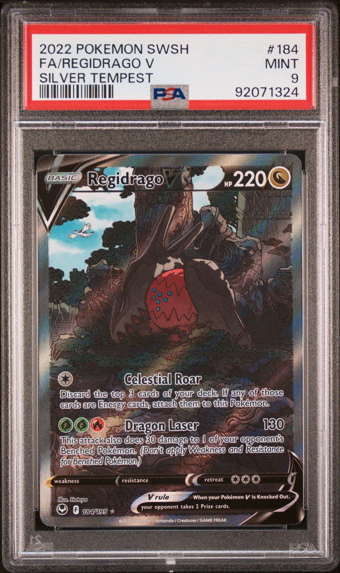 regidrago v pokemon card 2022 Pokemon Sword & Shield Silver Tempest 184 Full Art/regidrago V PSA 9  Graded Card