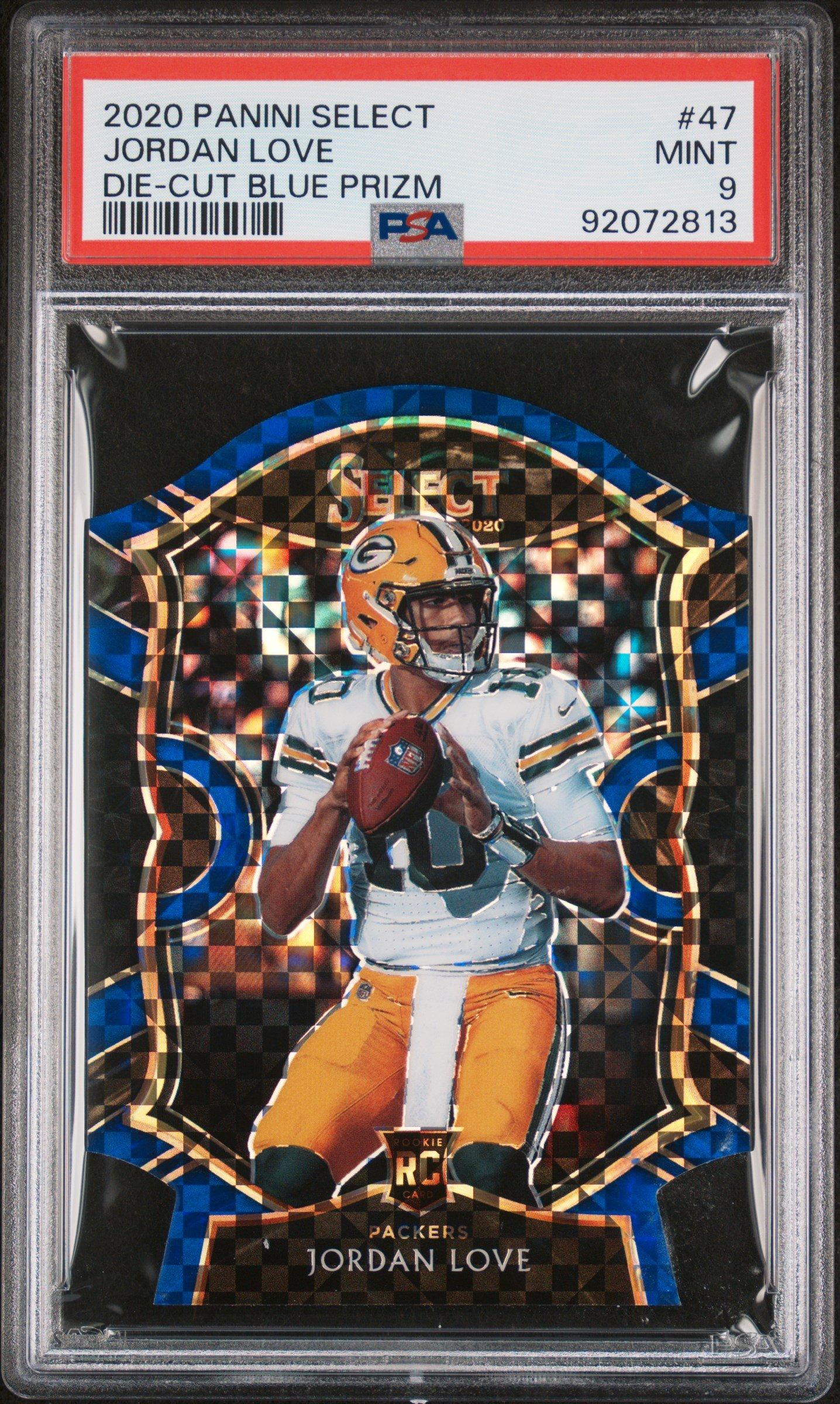 2020 Panini Select 47 Jordan Love Die-cut Blue Prizm PSA 9
