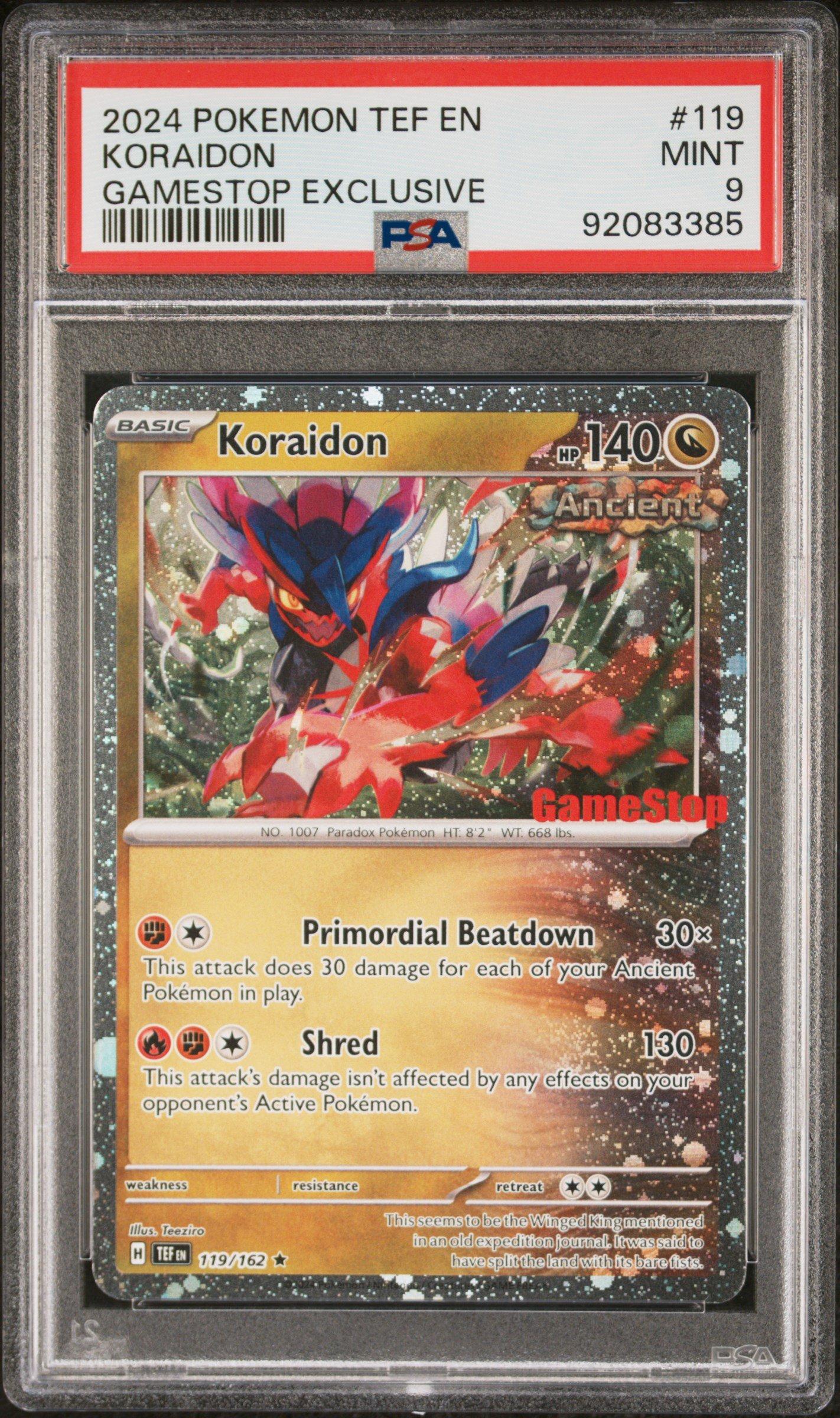 2024 Pokemon Temporal Forces 119 Koraidon Gamestop Exclusive PSA 9