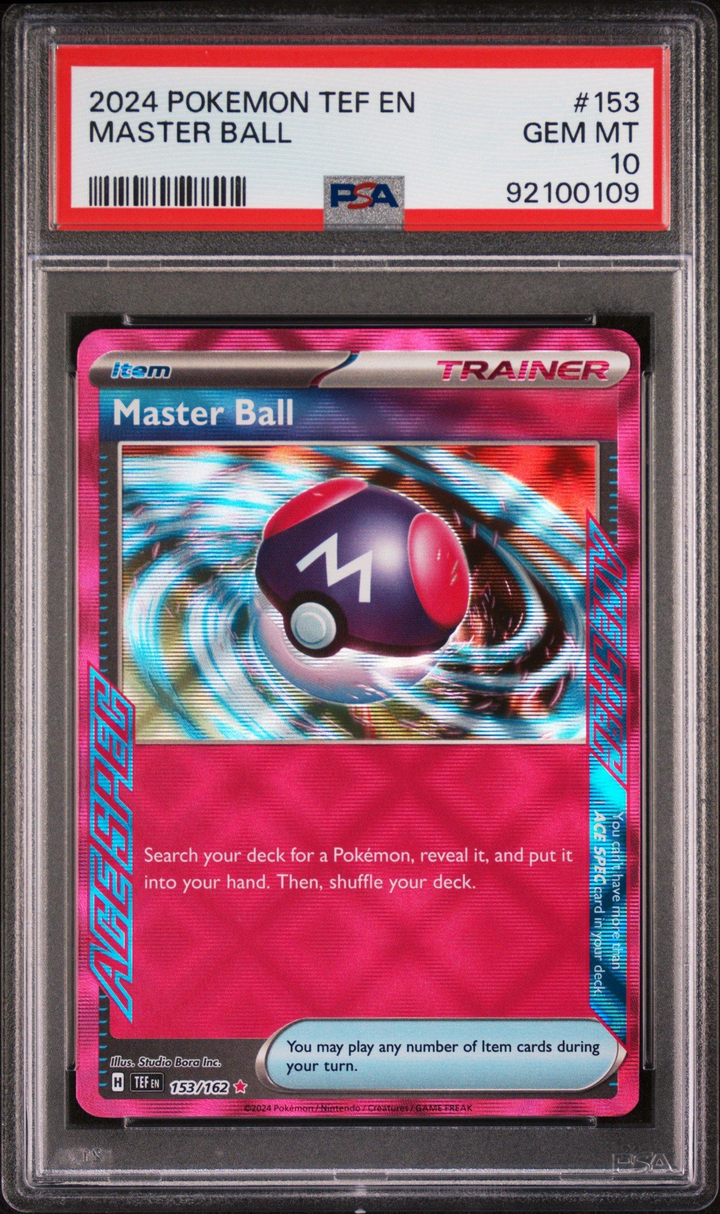2024 Pokemon Tef En-temporal Forces 153 Master Ball PSA 10 Graded