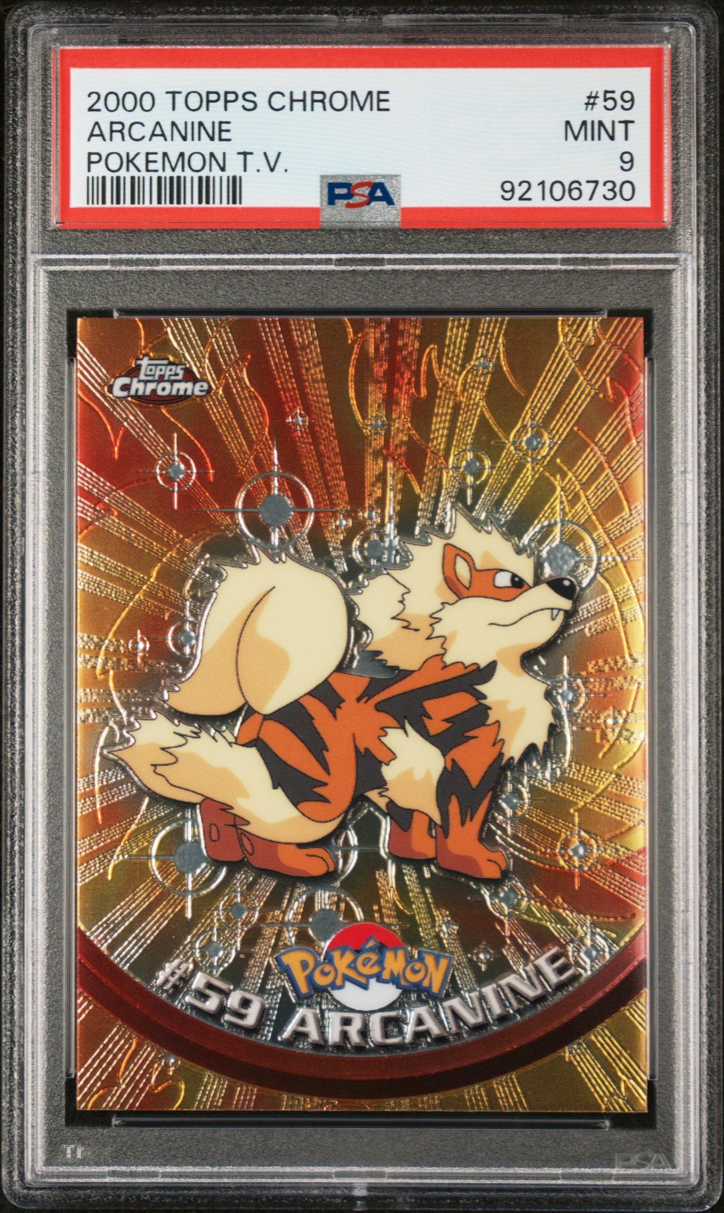 2000 Topps Chrome Pokemon T.v. 59 Arcanine PSA 9
