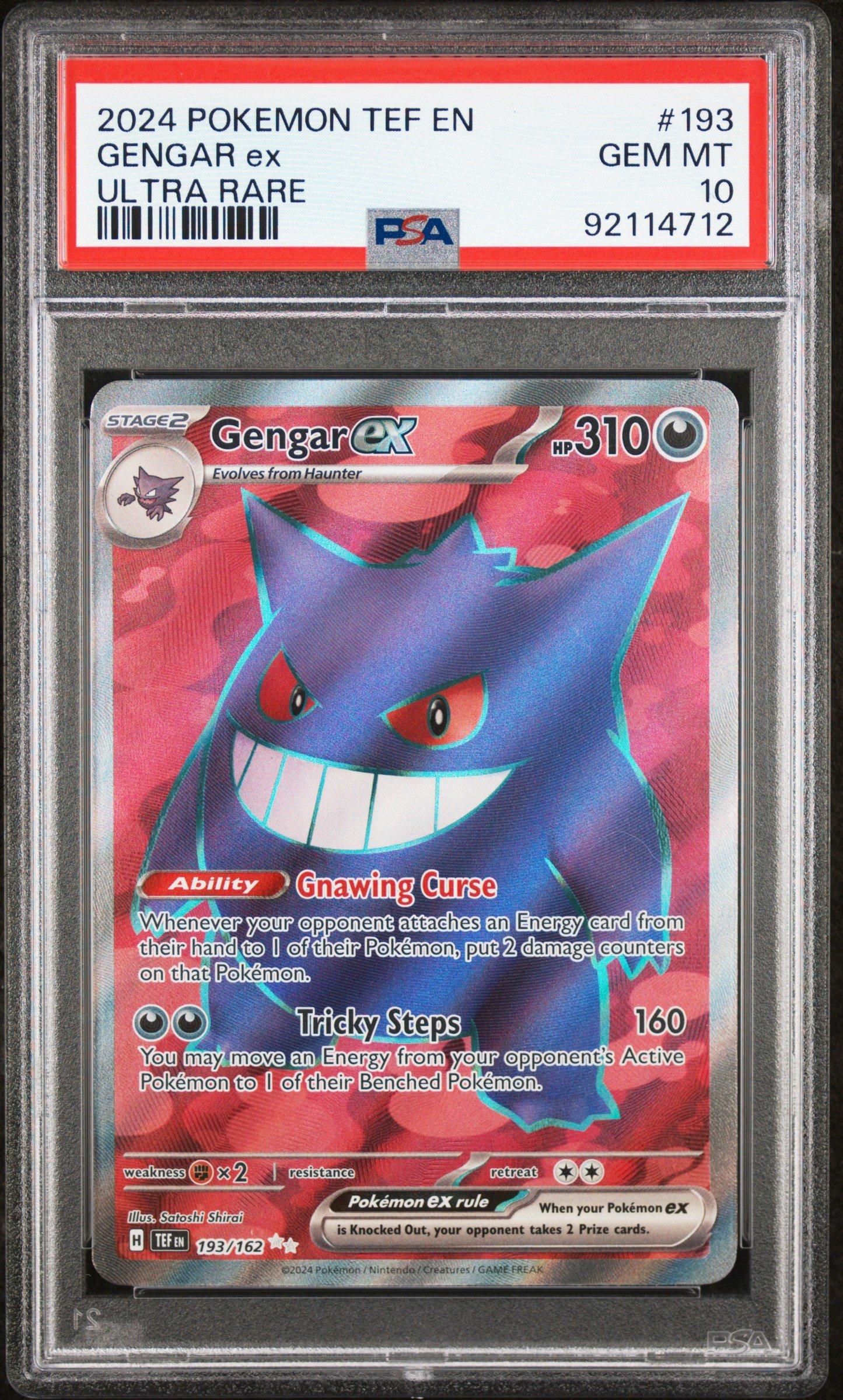2024 Pokemon Tef En-temporal Forces 193 Gengar Ex Ultra Rare PSA
