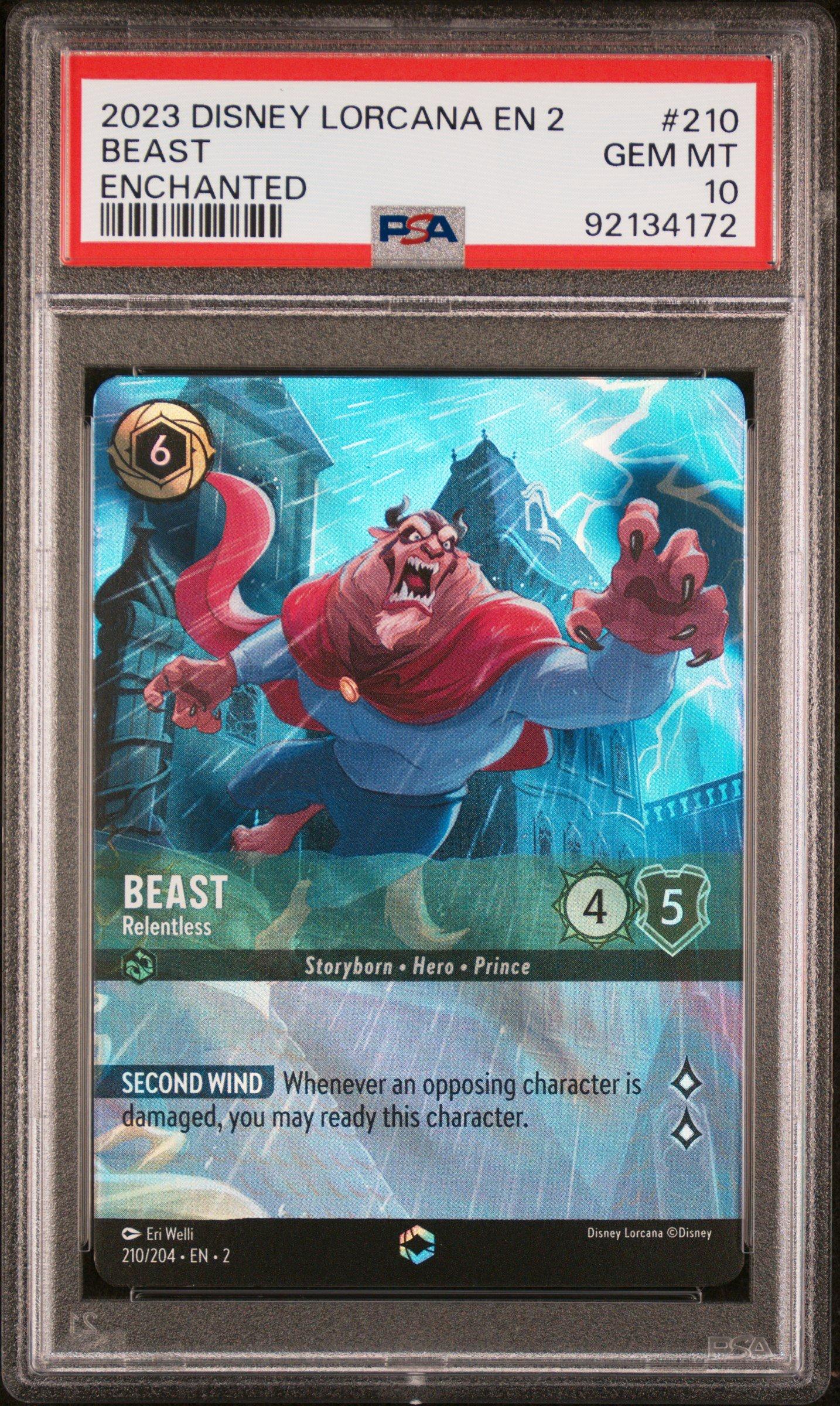 2023 Disney Lorcana En 2-rise Of The Floodborn 210 Beast - Relentless  Enchanted PSA 10 Graded Card | GameStop