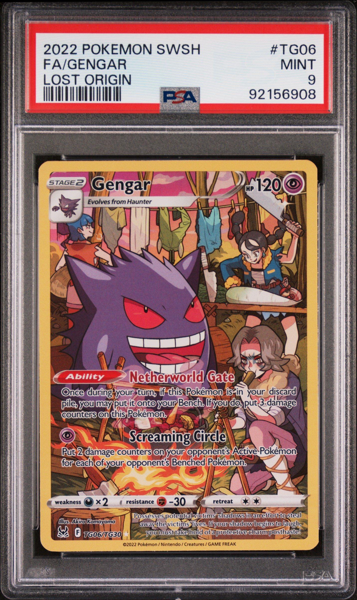 2022 Pokemon Sword & Shield Lost Origin Tg06 Full Art/gengar PSA 9