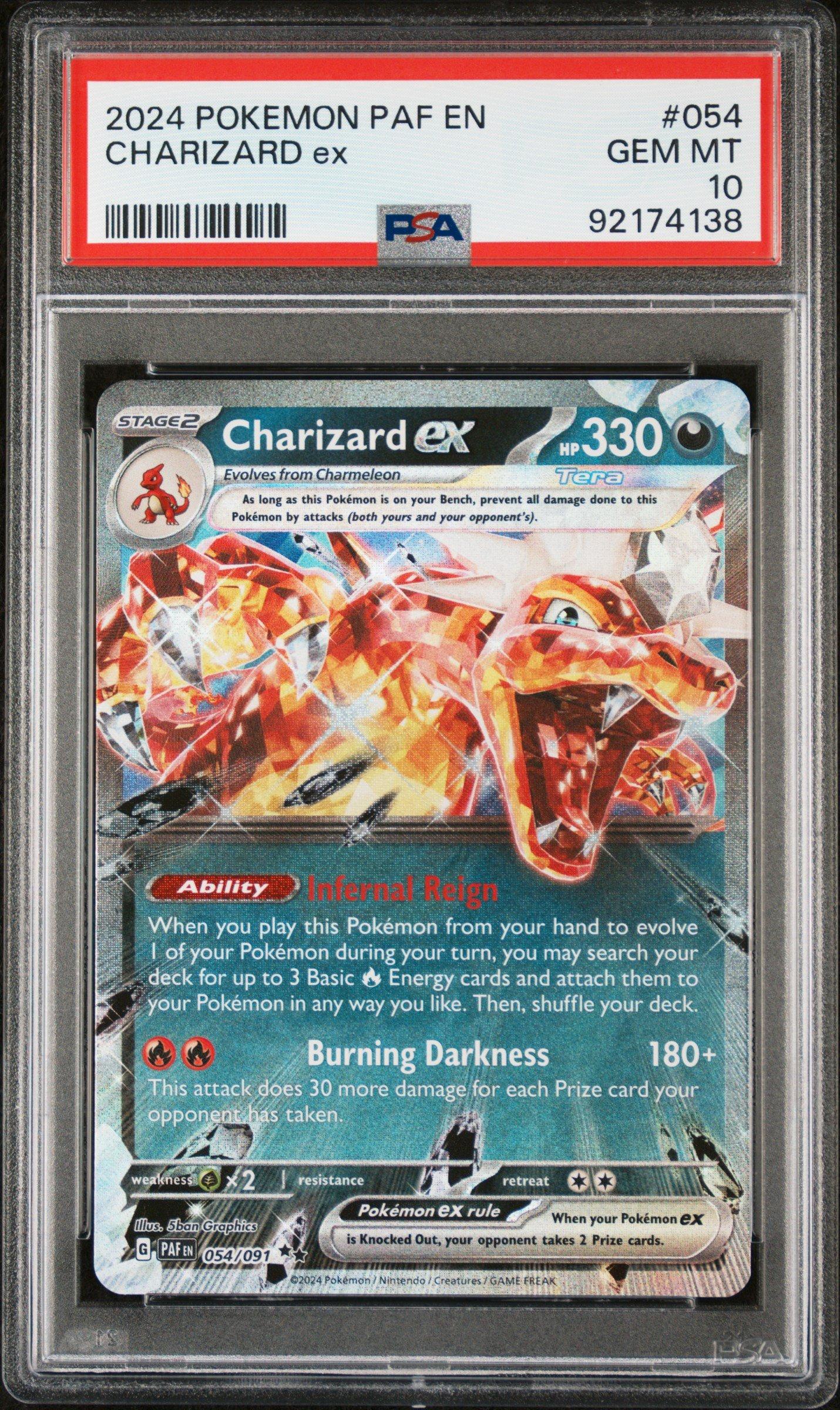 2024 Pokemon Paf En-paldean Fates 054 Charizard Ex PSA 10 Graded