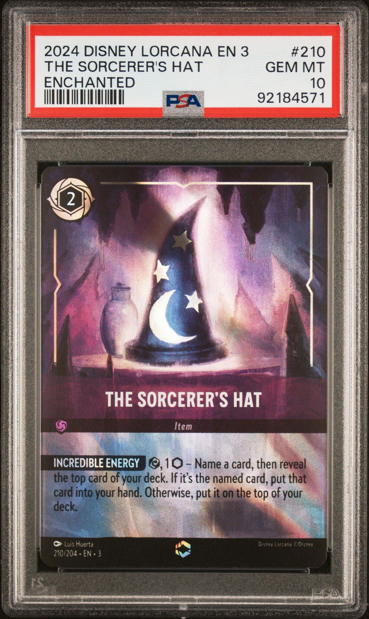 PSA10 Disney Lorcana 3枚セット エンチャンテッド 2024 Disney Lorcana En 3-into The Inklands 210 The Sorcerer's Hat