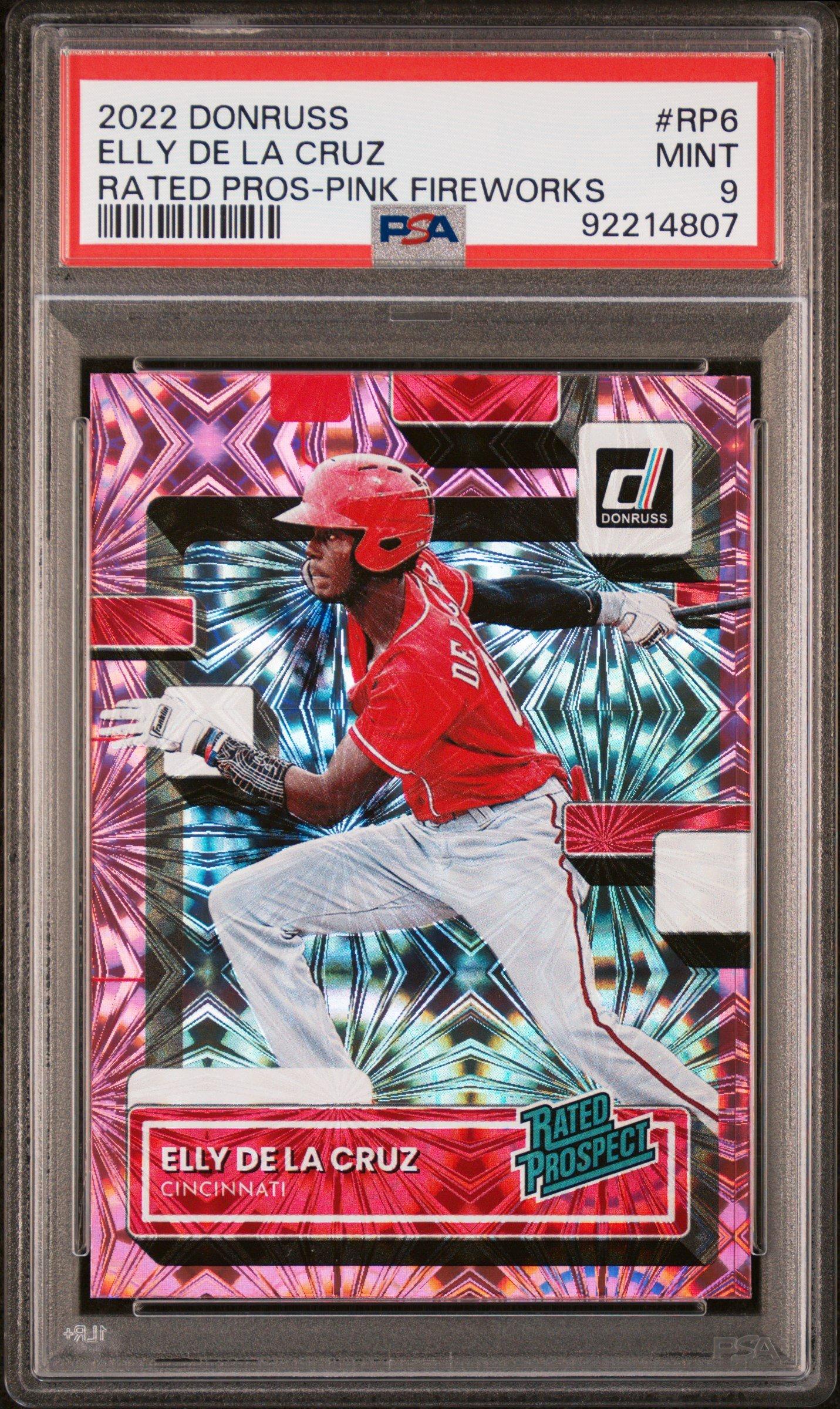 2022 Panini Donruss Rated Prospect Rp6 Elly De La Cruz Pink Fireworks PSA 9