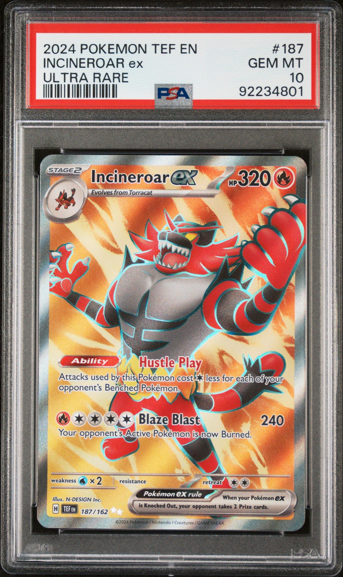 2024 Pokemon Tef En-temporal Forces 187 Incineroar Ex Ultra Rare