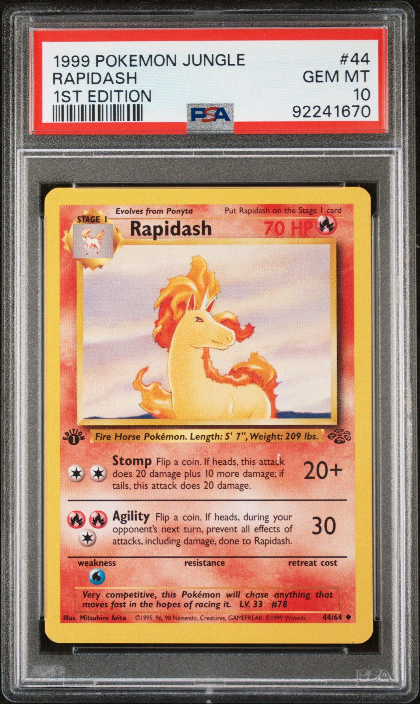 1999 Pokemon Jungle 44 Rapidash 1st Edition PSA 10 | GameStop