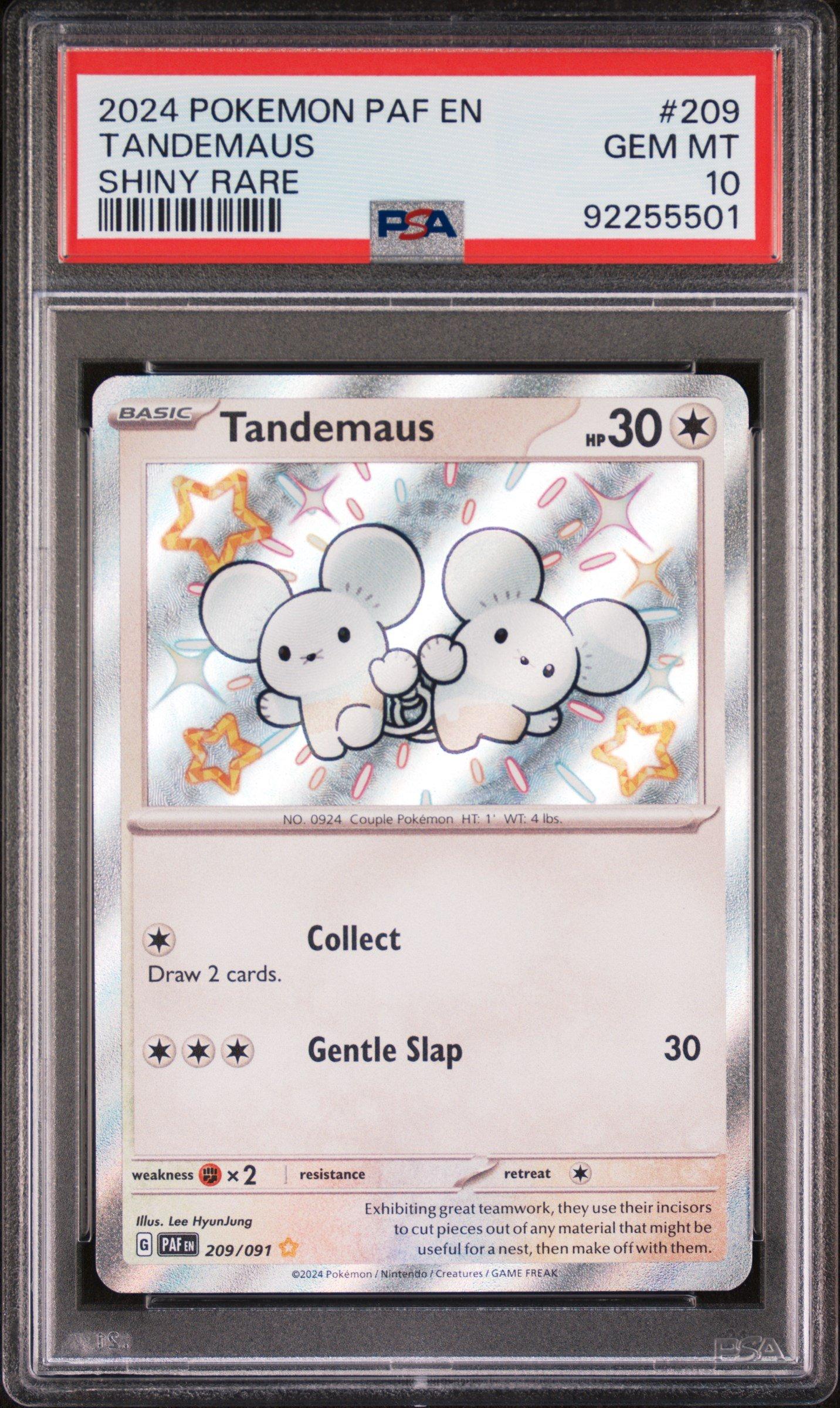 2024 Pokemon Paf En-paldean Fates 209 Tandemaus Shiny Rare PSA 10