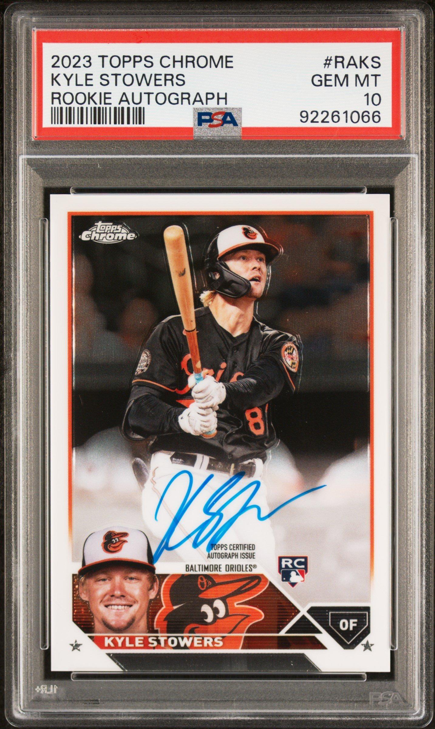 2023 Topps Chrome Rookie Autograph Raks Kyle Stowers PSA 10