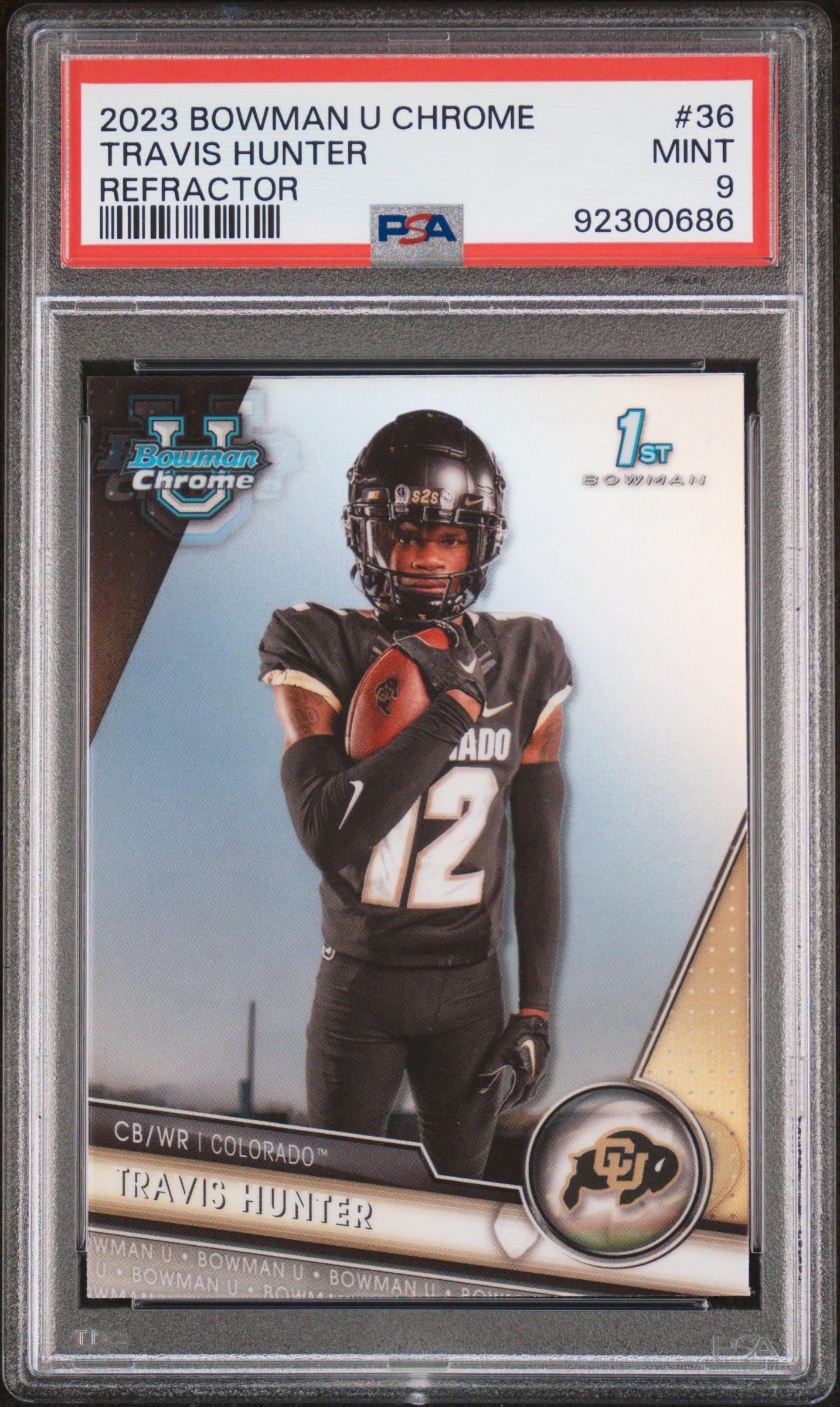 2023 Bowman University Chrome 36 Travis Hunter Refractor PSA 9